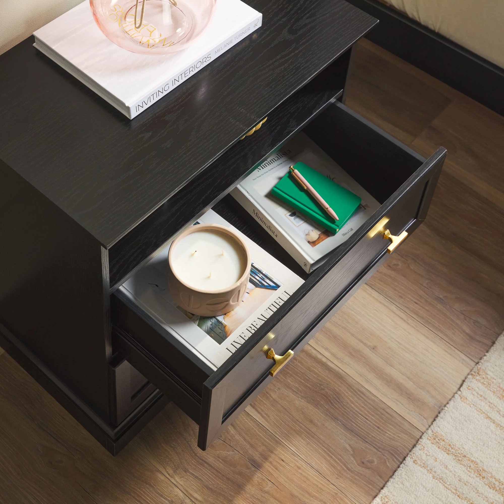 Clyde Modern Farmhouse Easy Assembly 2-Drawer Nightstand Side Table