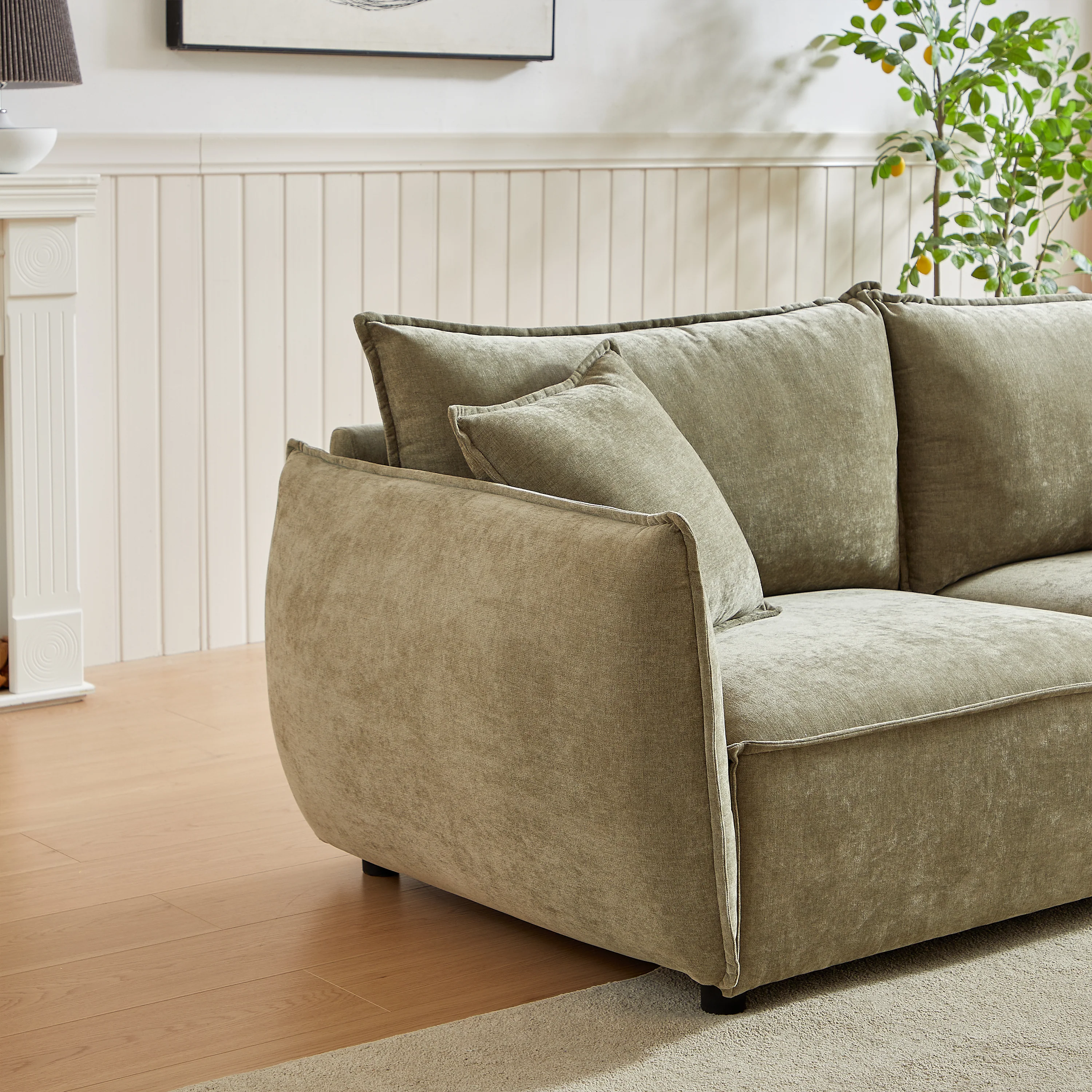 Walker Edison | Modern Chenille Wide Sofa with Pillows