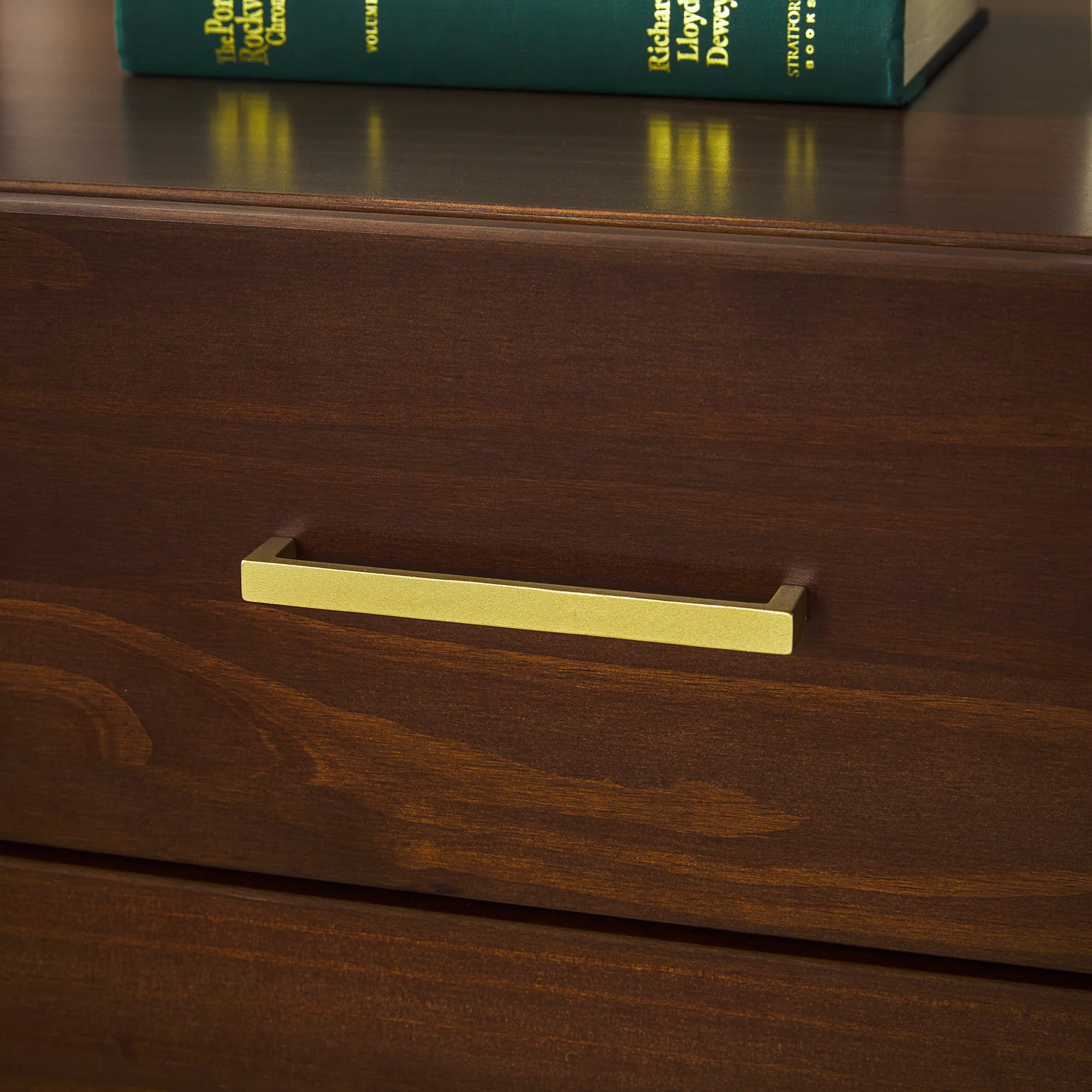 Isla Modern Easy Assembly Solid Wood 6-Drawer Dresser with Glass Top