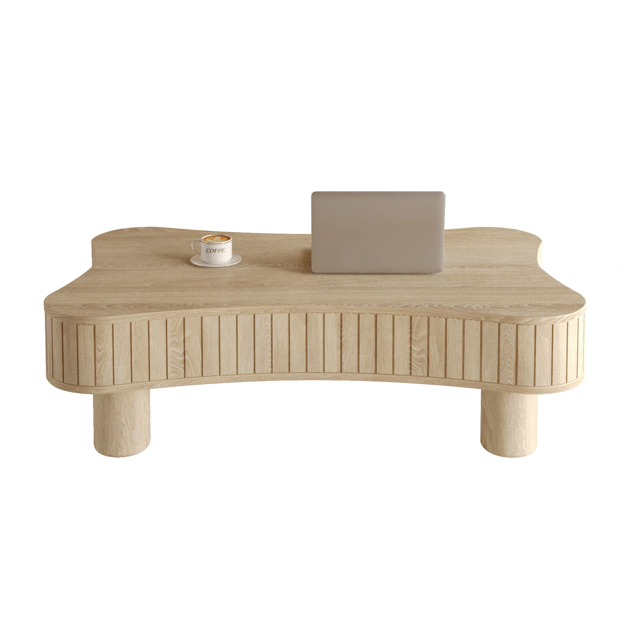 Walker Edison | Reeded Curve Design Lift Top Coffee Table and Desk