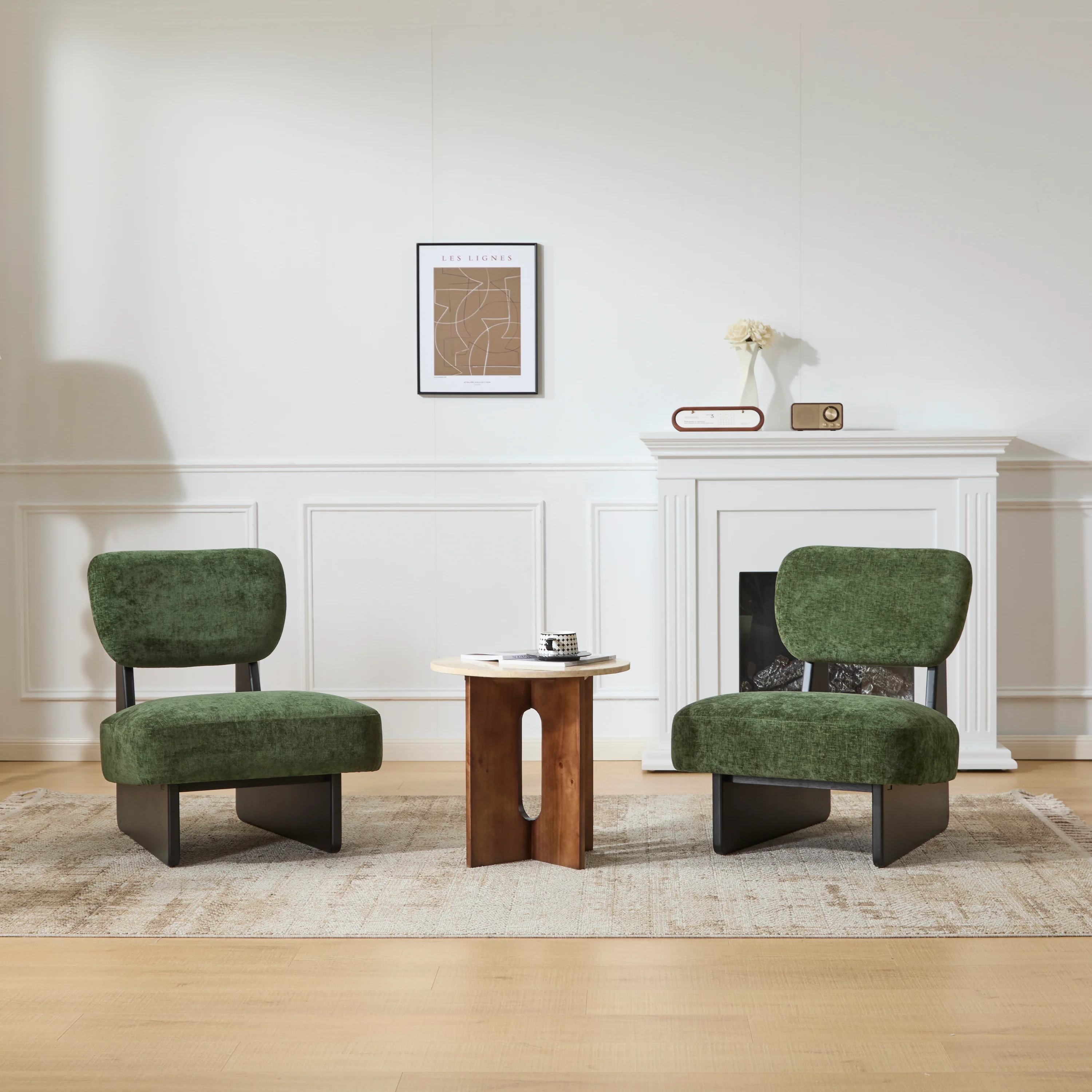 Walker Edison | Minimalist and Stylish Modern Accent Chair with Sturdy Wood Base Set of 2