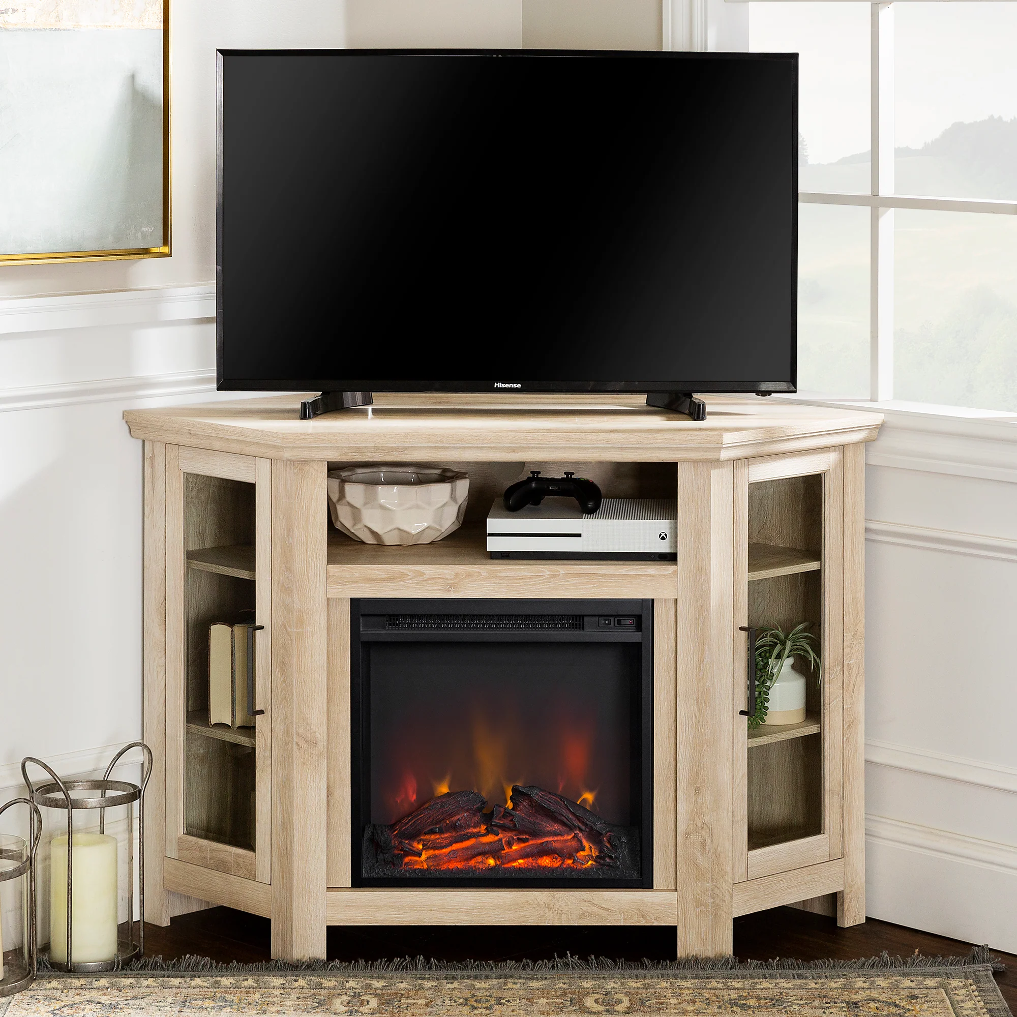 Barn 48 Wood Corner Fireplace TV Stand