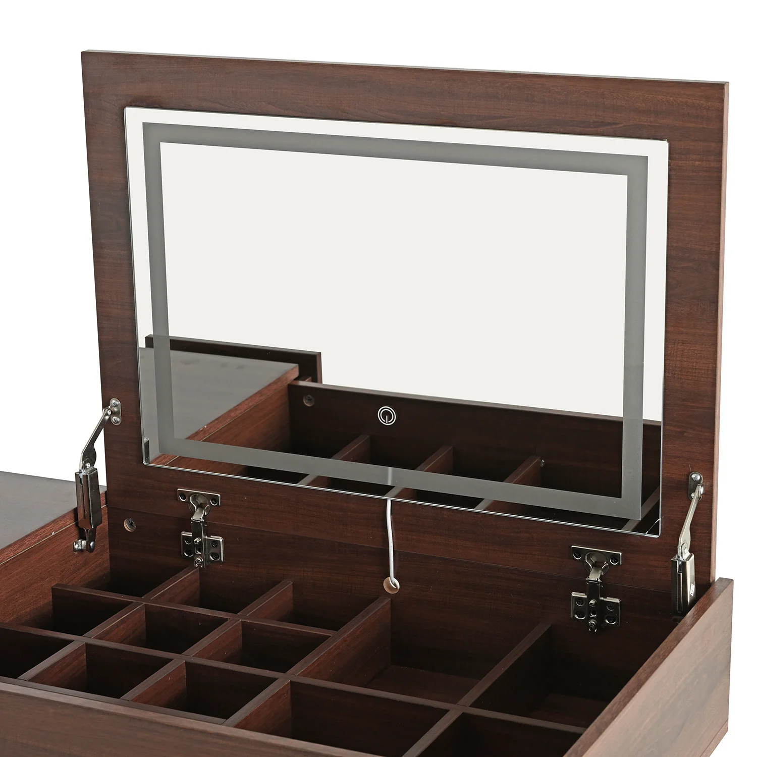 Walker Edison | 3-in-1 Makeup Vanity Desk with Lighted Flip-Top Mirror and Stool