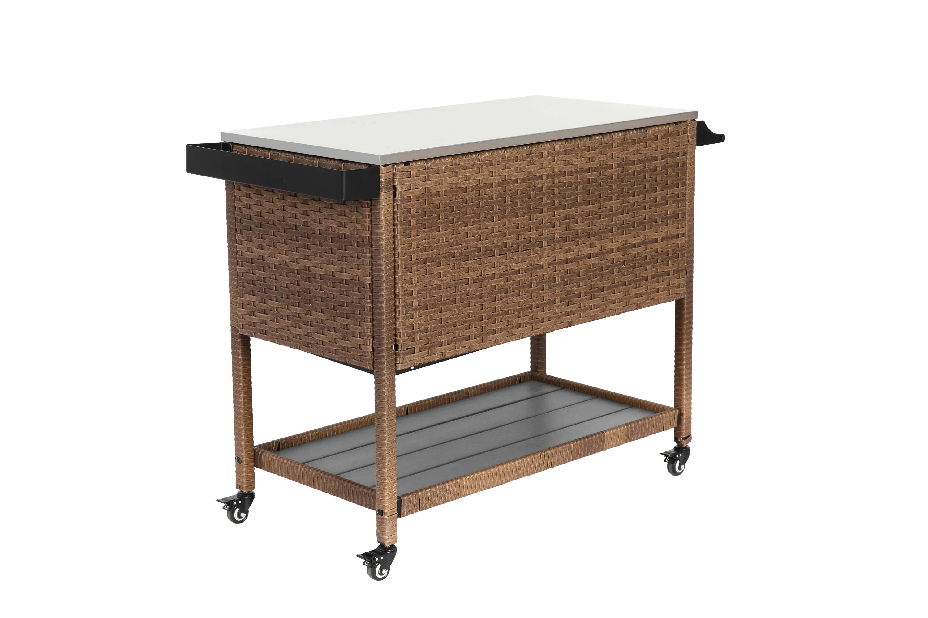 Walker Edison | Outdoor Brown Wicker Bar Cart