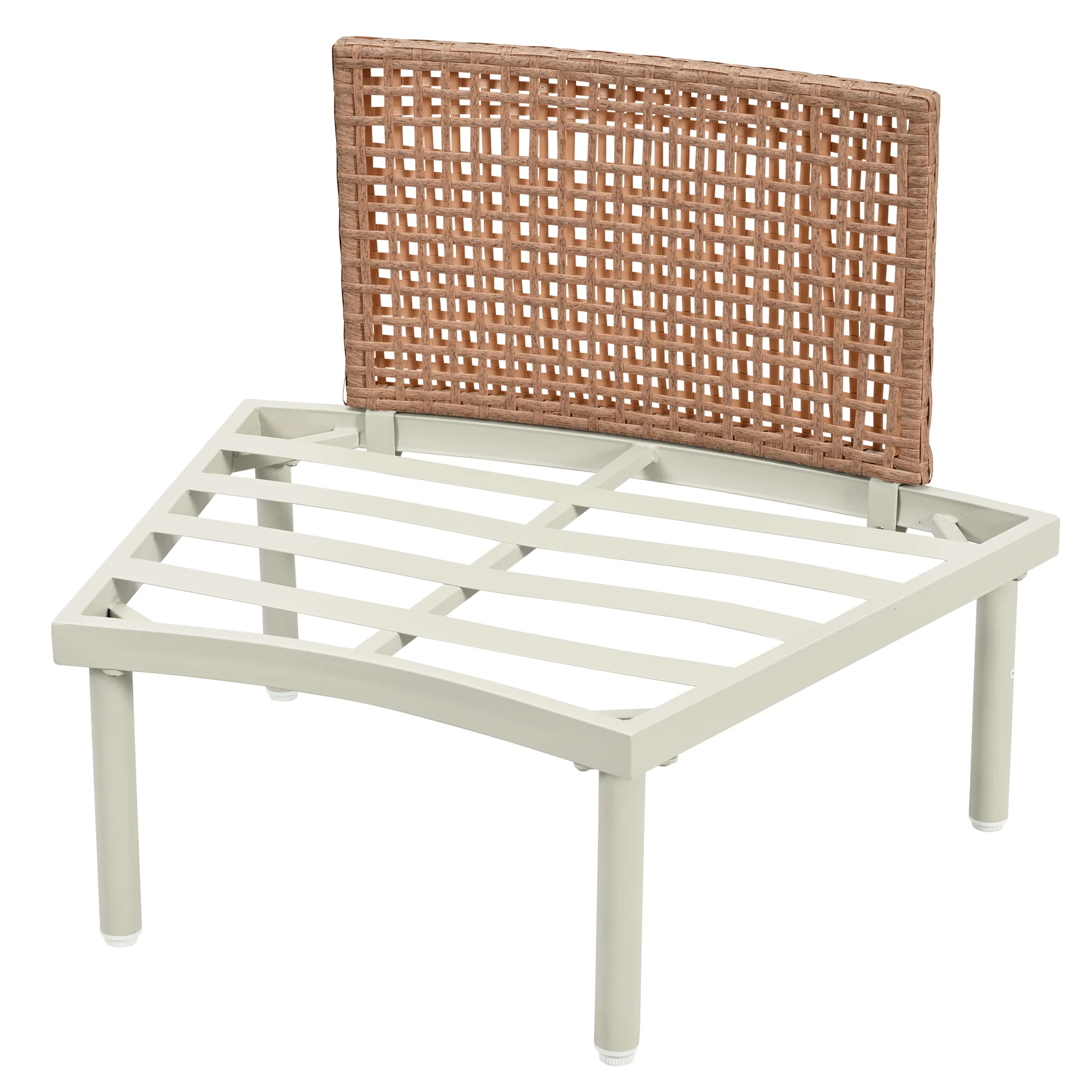 Walker Edison | Minimalist Half Moon Outdoor 8-Piece Modular Sofa Set with Nesting Tables