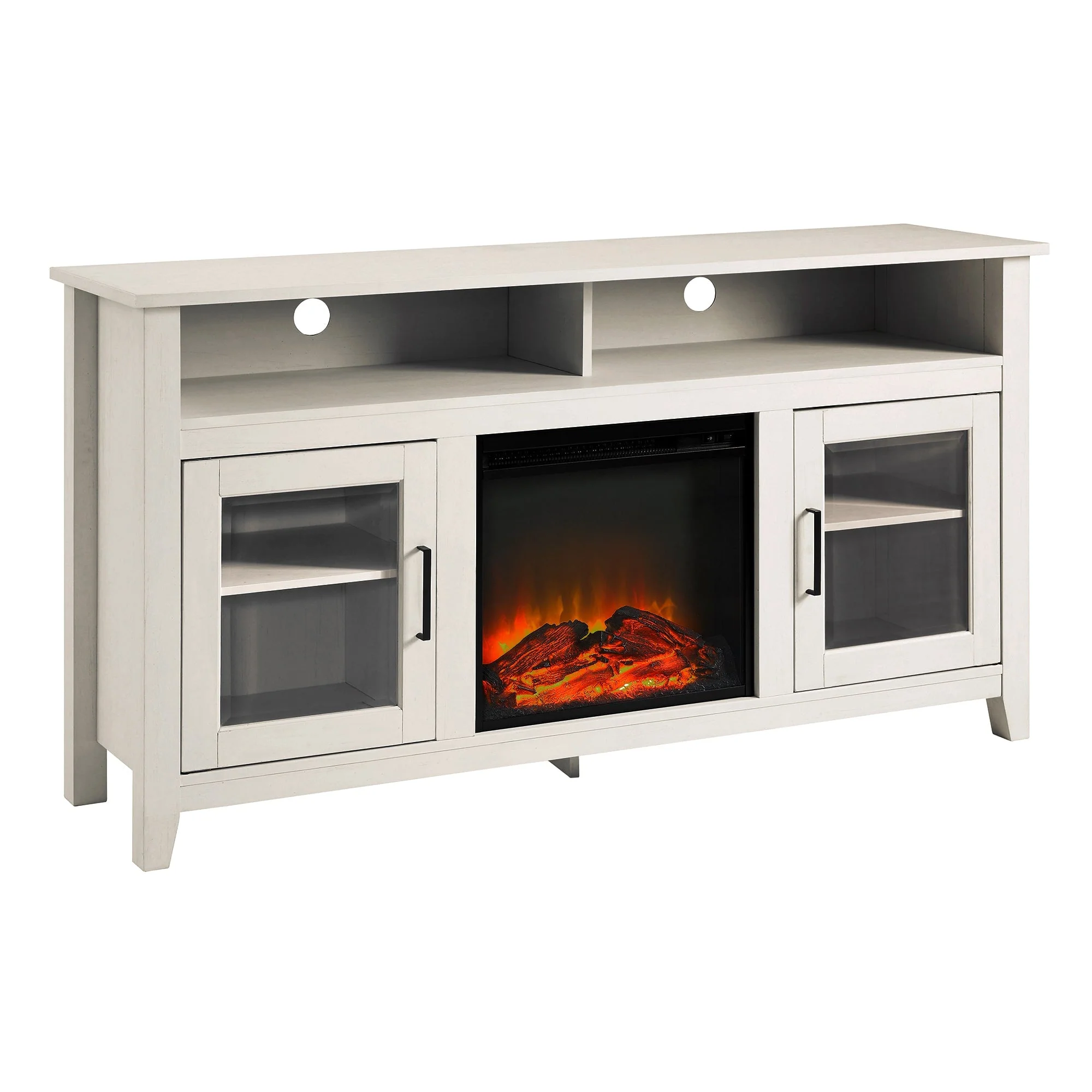 Wasatch 58 Transitional Fireplace Glass Wood TV Stand