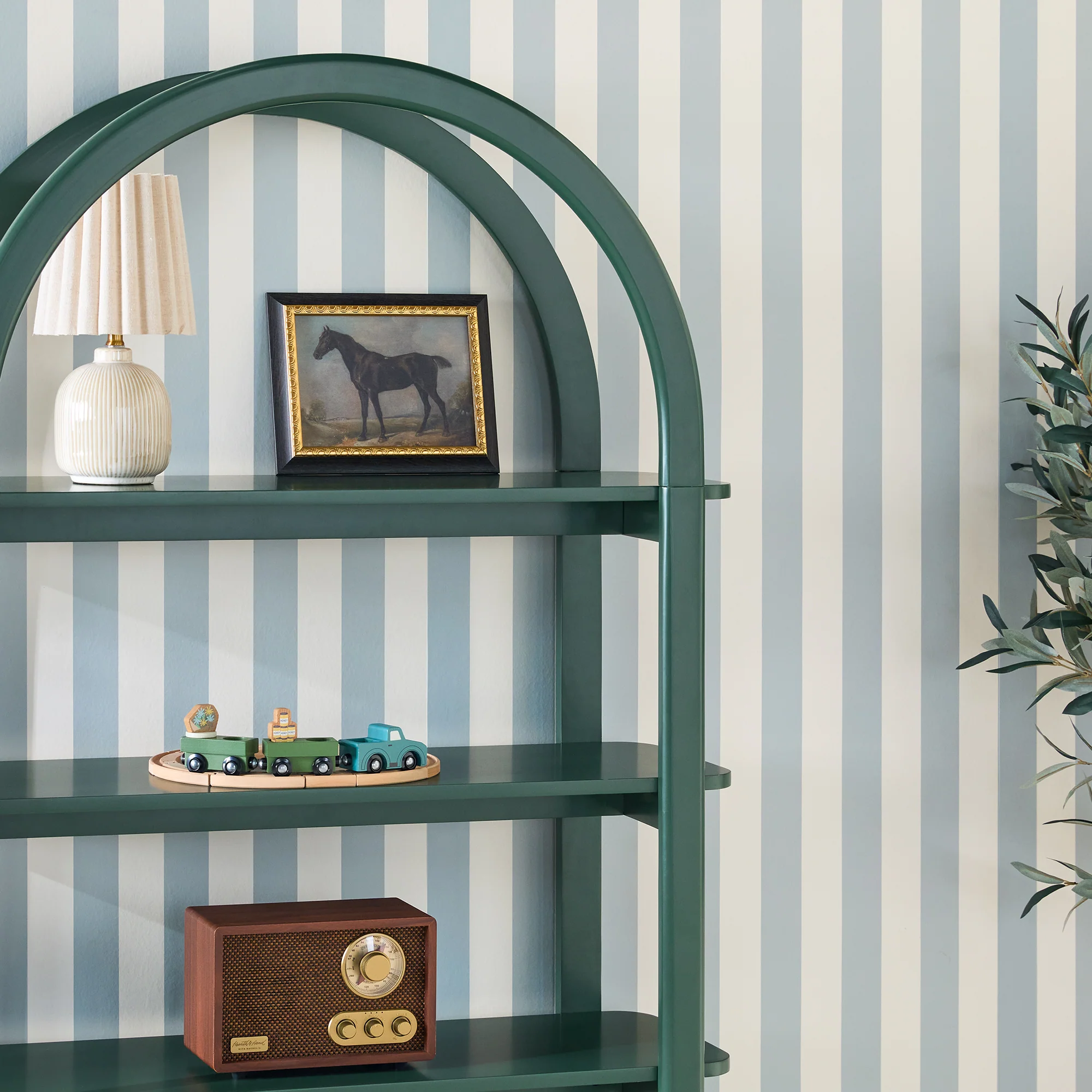 Zoey Modern Arched Wood Storage Bookcase