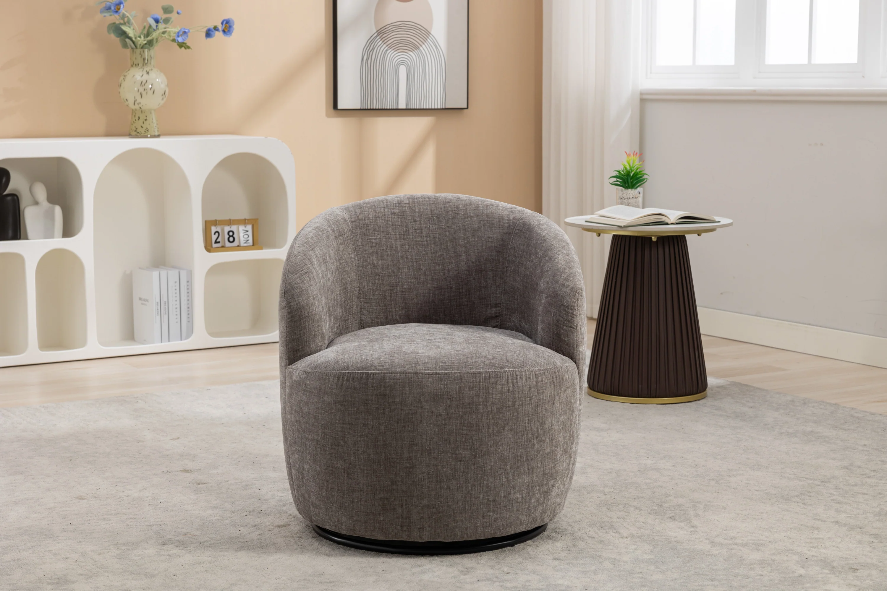 Walker Edison | Chenille Swivel Accent Barrel Chair