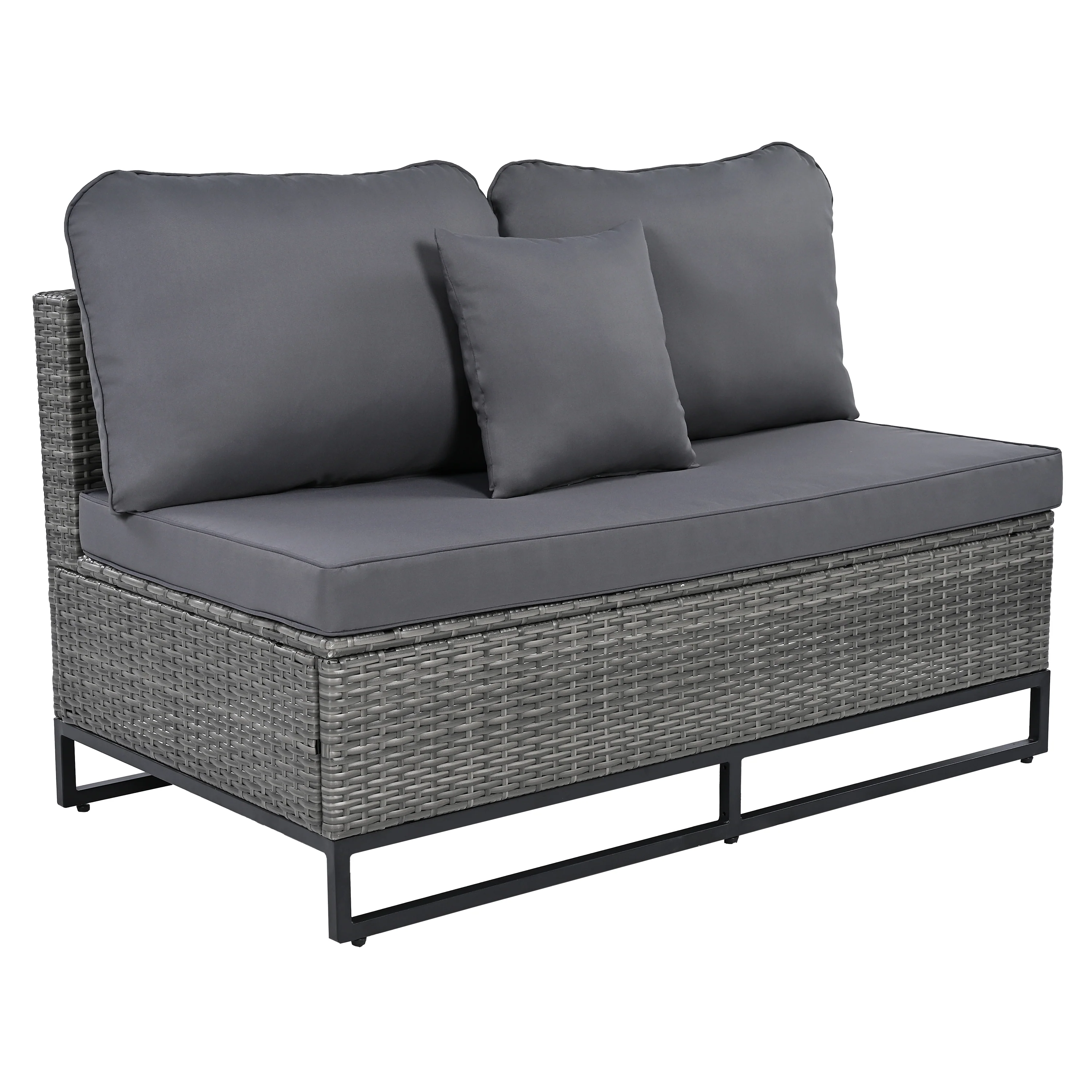 Walker Edison | Outdoor Rattan 7 Pieces Wicker Sofa Set with Coffee Table