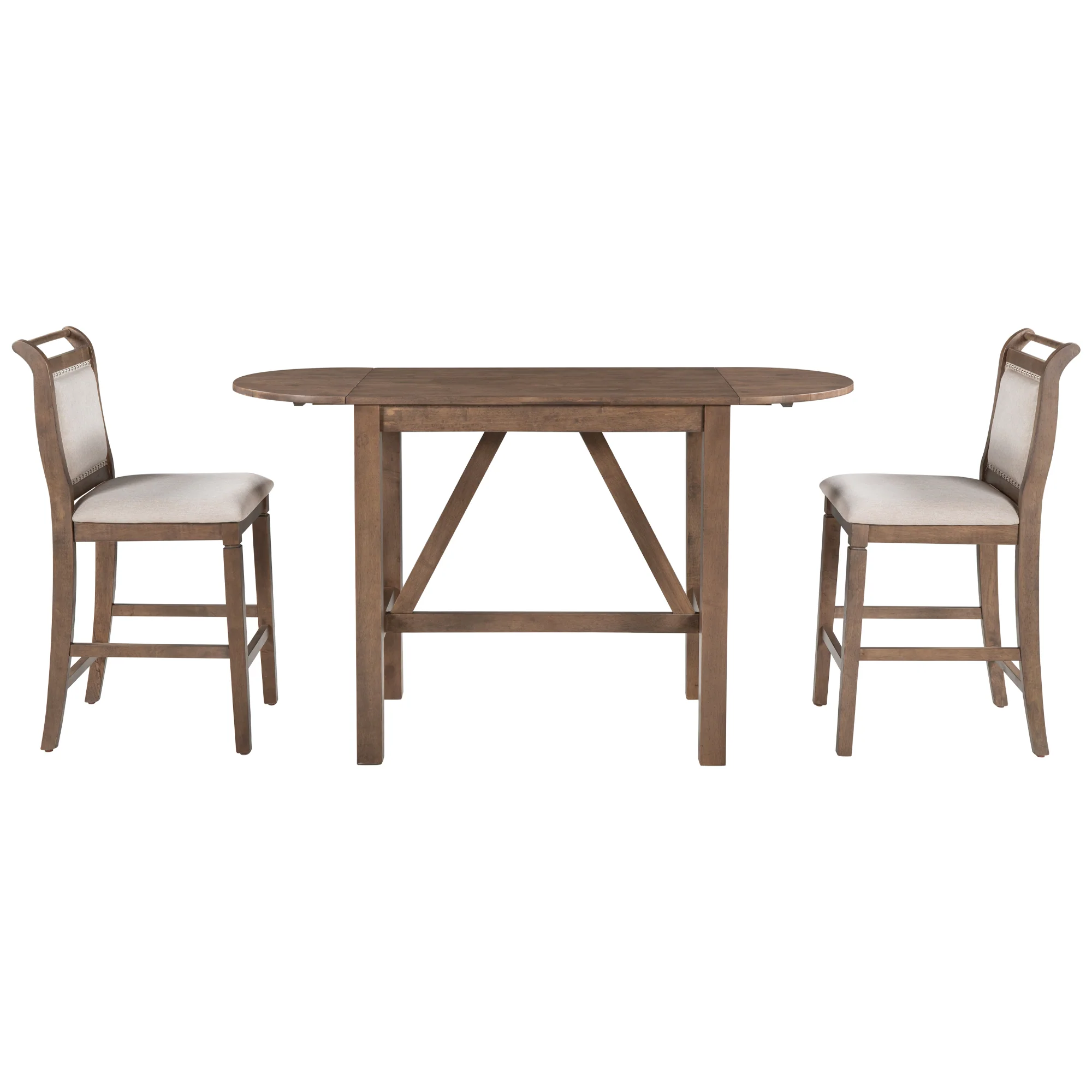 Walker Edison | 3-Piece Wood Counter Height Drop Leaf Dining Table Set with Chairs