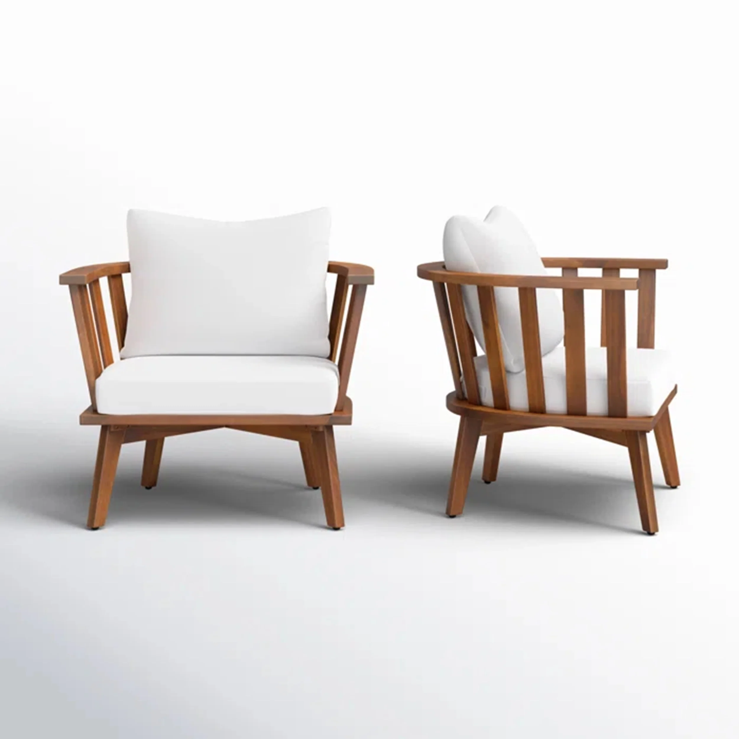 Walker Edison | Teak Acacia Wood Outdoor Patio Club Chair Set of 2