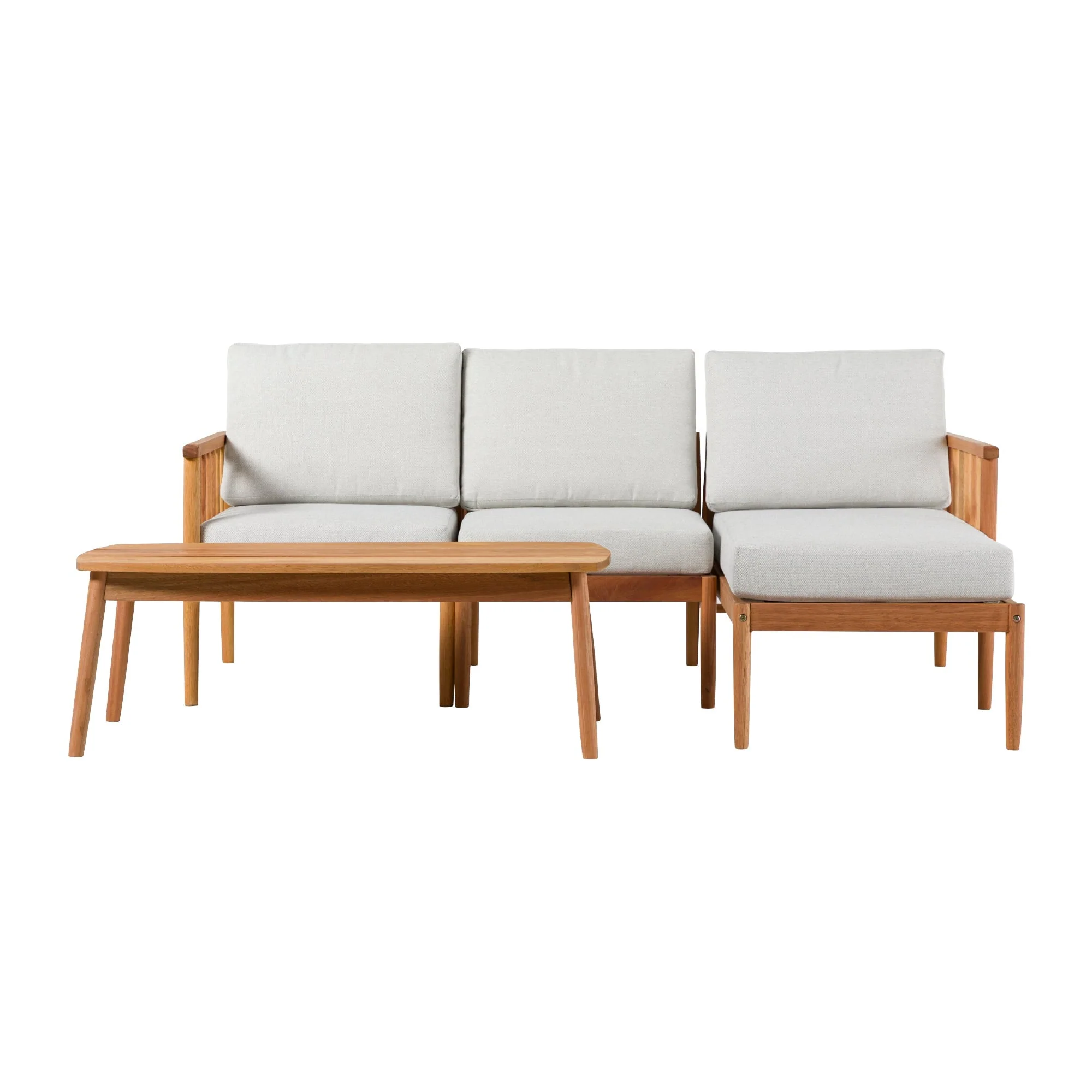 Circa Modern 4-Piece Spindle Solid Wood Outdoor L-Shaped Sectional Set