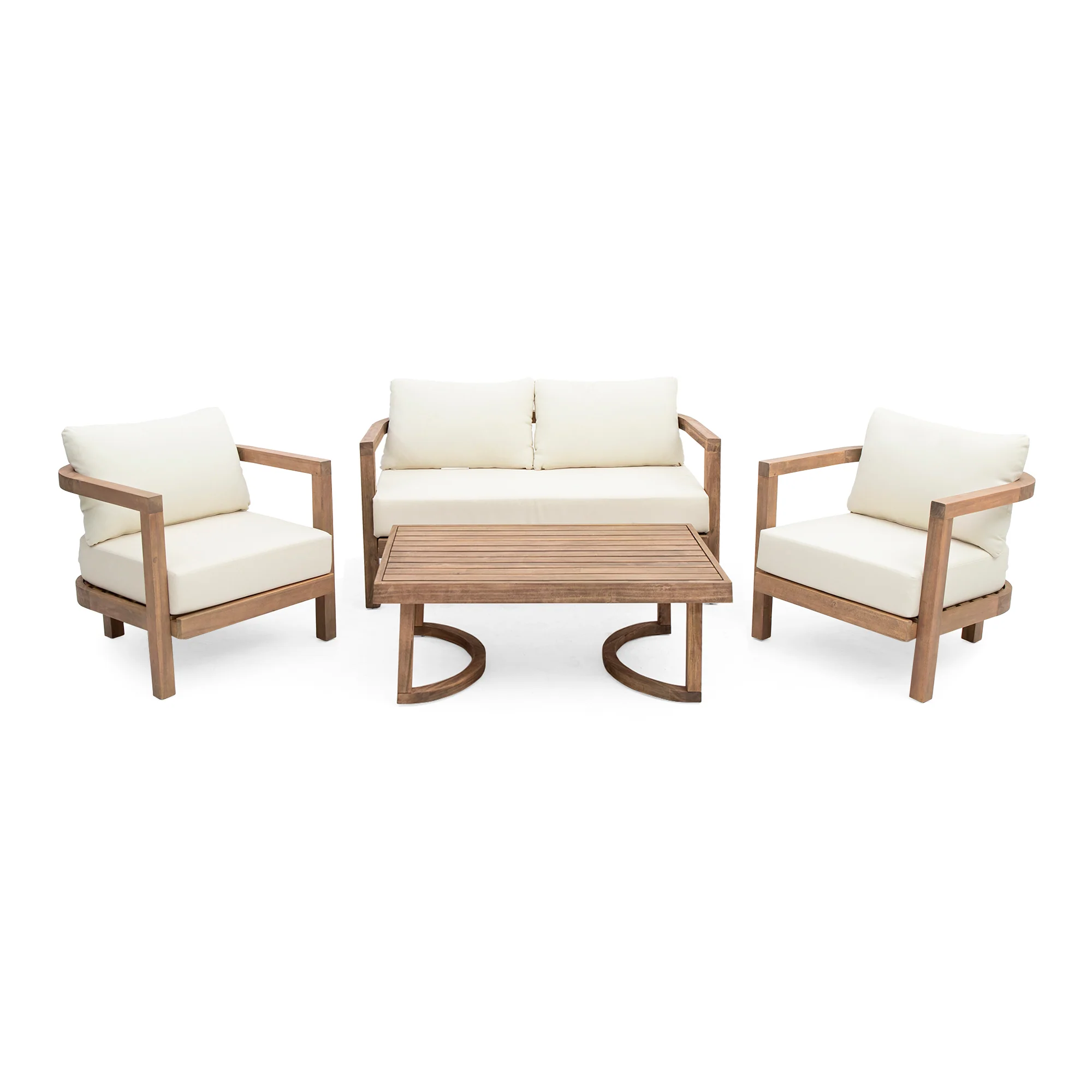 Walker Edison | 4-Pieces Acacia Wood Patio Furniture Set