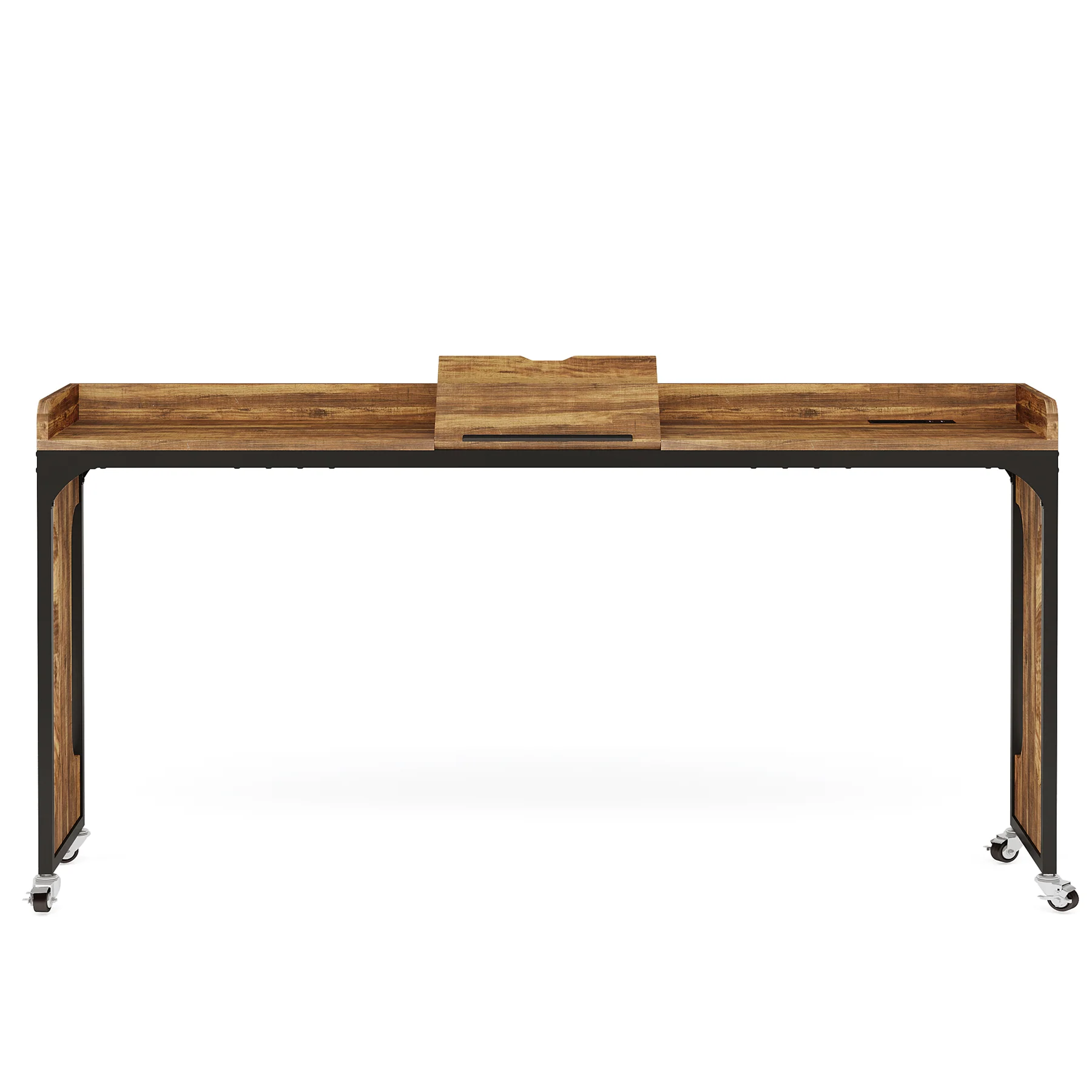 Walker Edison | Height Adjustable Queen Size Overbed Desk Table with Wheels