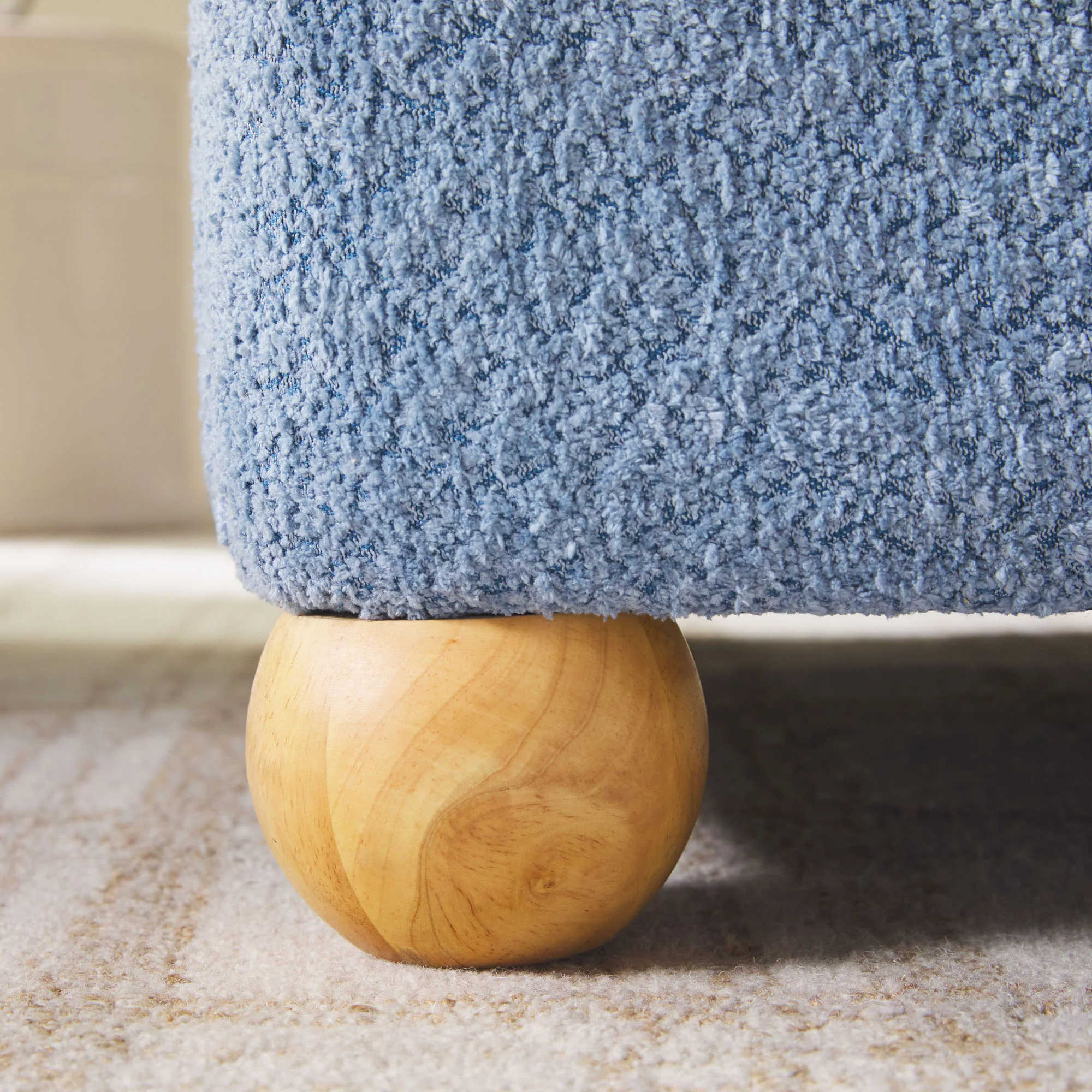 Linley Contemporary Boucle Easy Assembly Upholstered Large Storage Ottoman