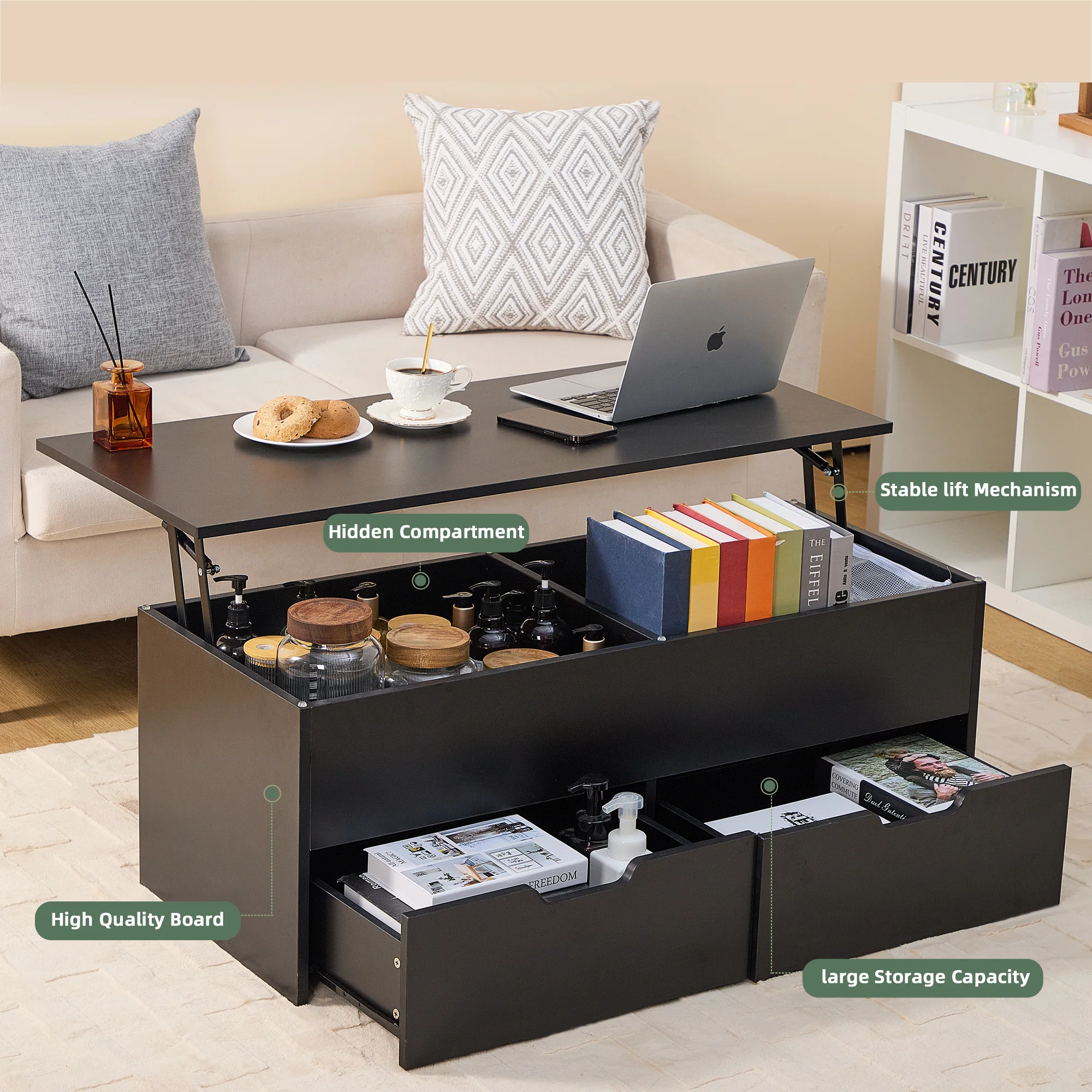 Walker Edison | Lift-Top Coffee Table with Storage