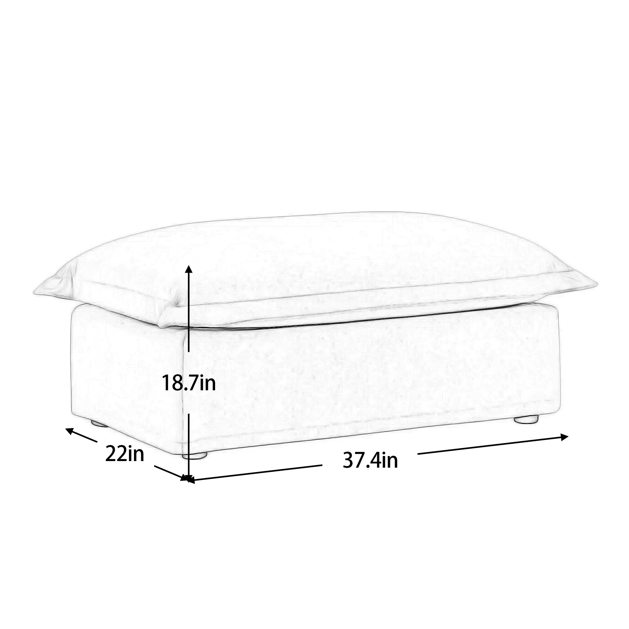 Walker Edison | Cloud Slipcovered Loveseat Sectional with Ottoman