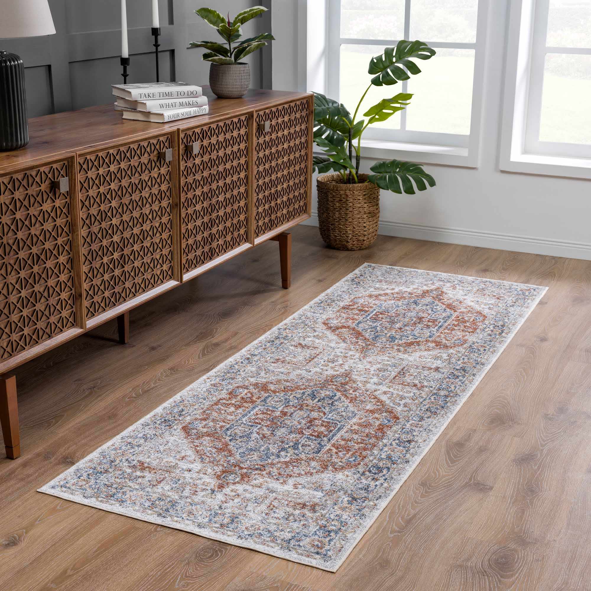 Boutique Rugs - Akram Gray & Orange Washable Area Rug