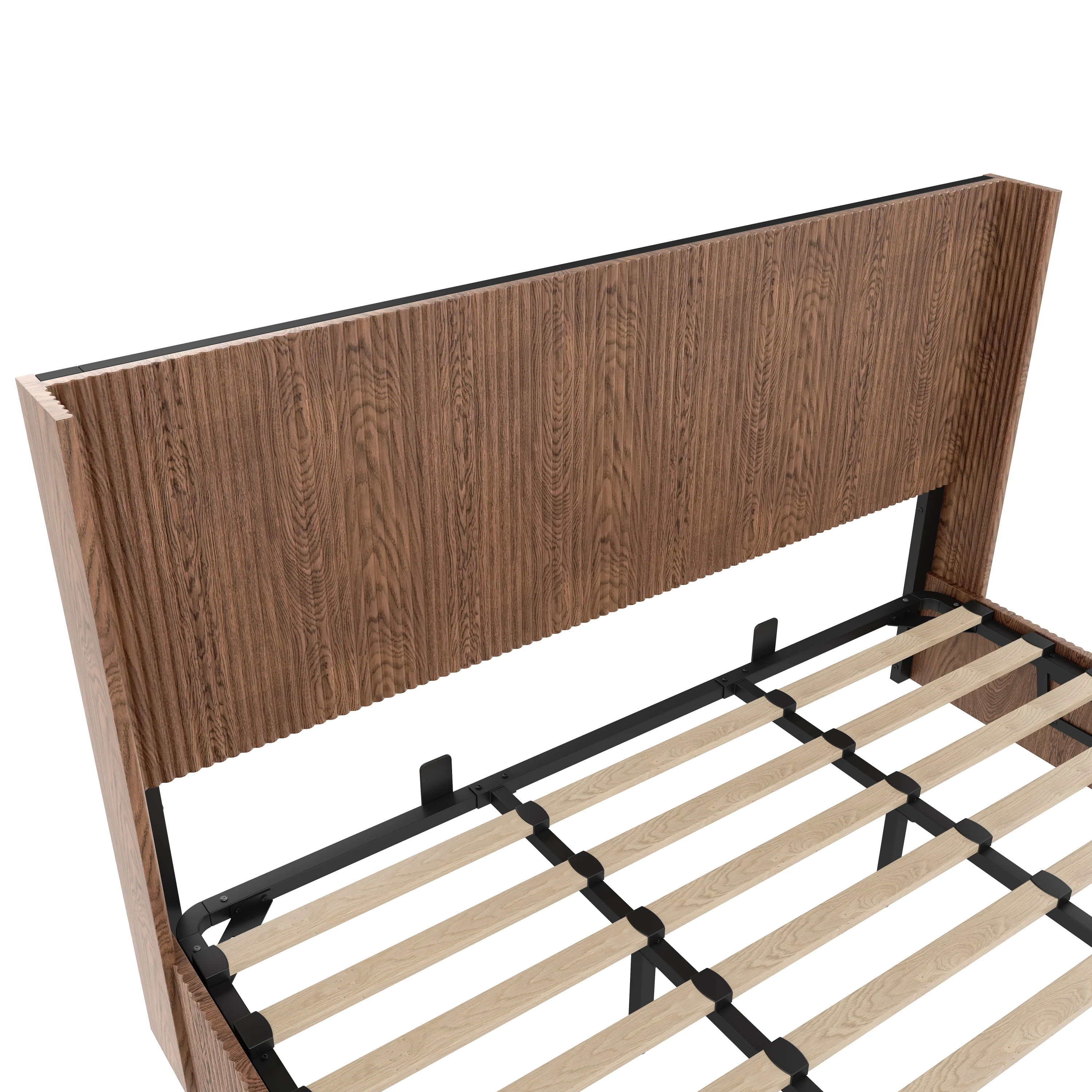 Walker Edison | Modern Grooved Undulating Lift Storage Bedframe