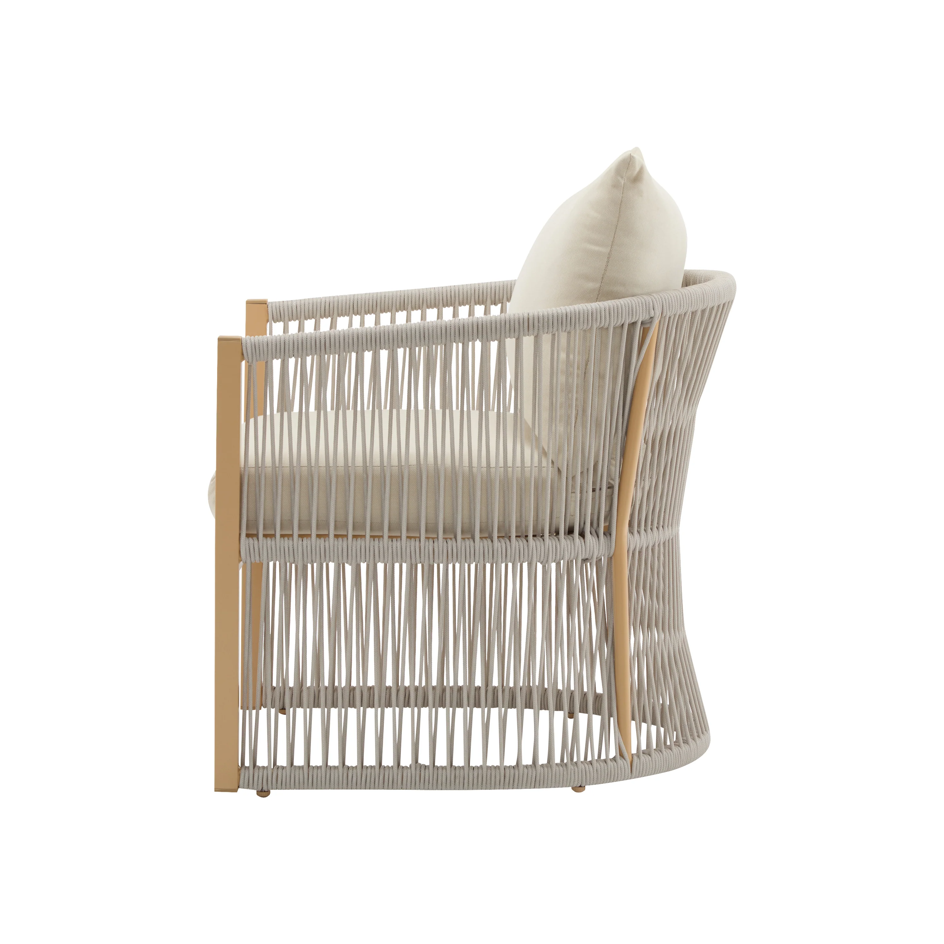 Walker Edison | Stylish Rope-Weave Design Curved Club Chair Set