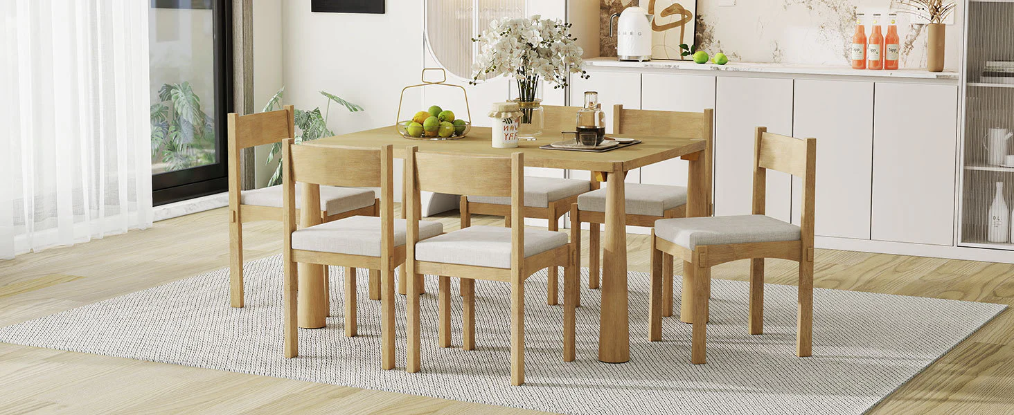 Walker Edison | Classic Modern 7-Piece Dining Table Set for 6
