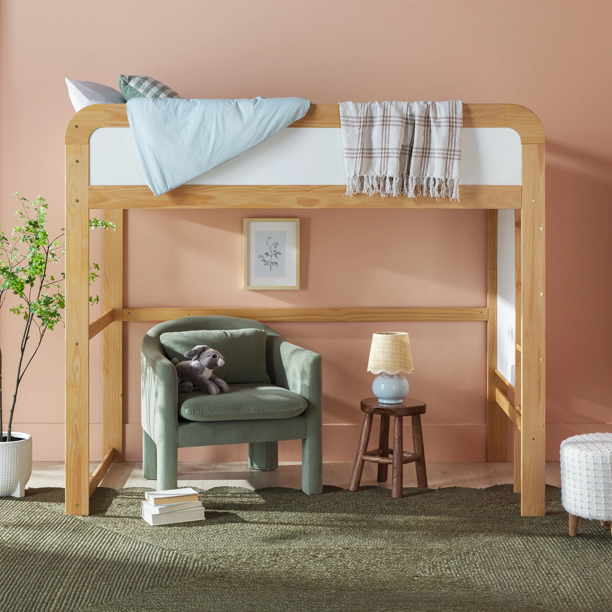 Adyn Contemporary Twin Loft Bunk Bed with Ladder