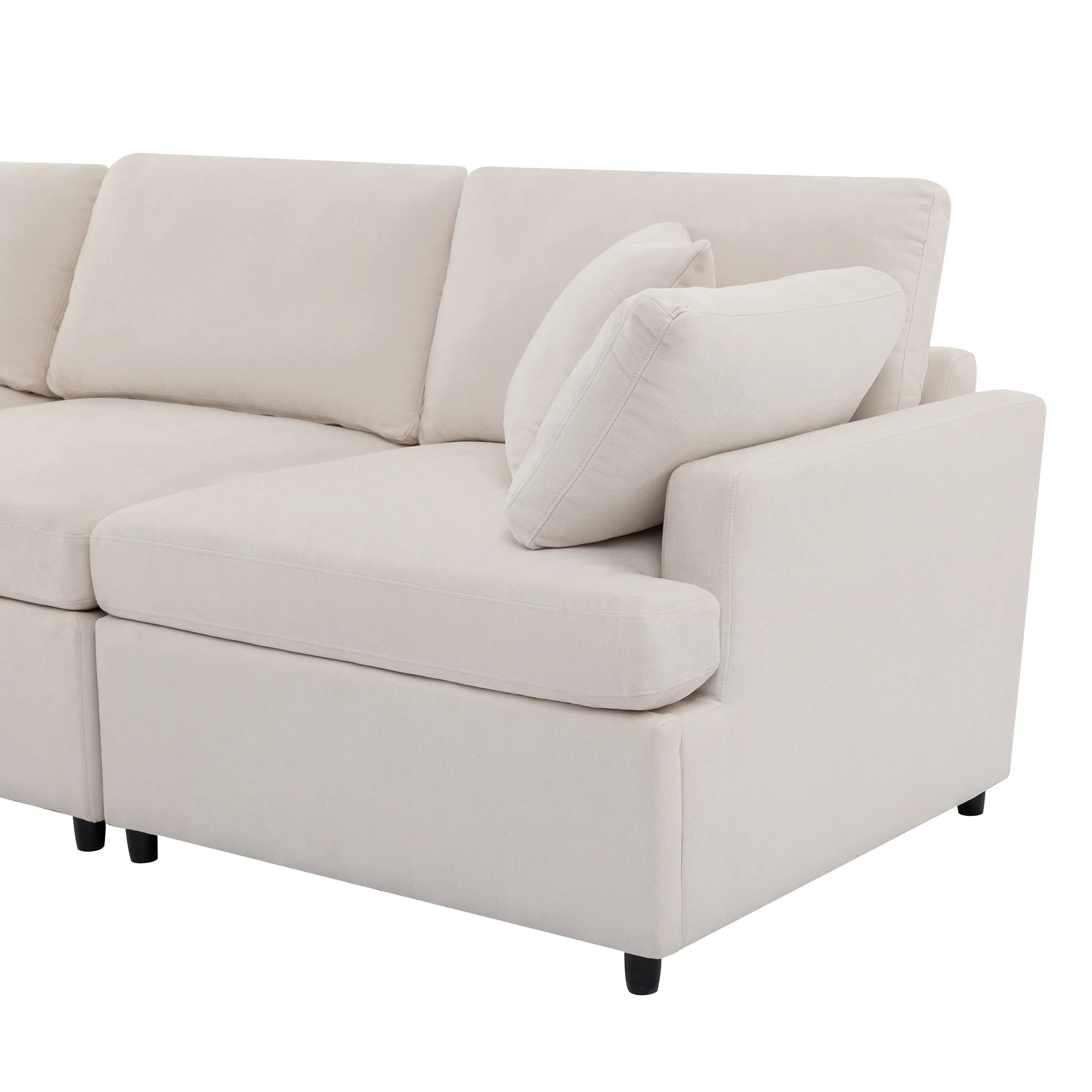 Walker Edison | Classic Modern Modular Sectional Sofa with Ottoman