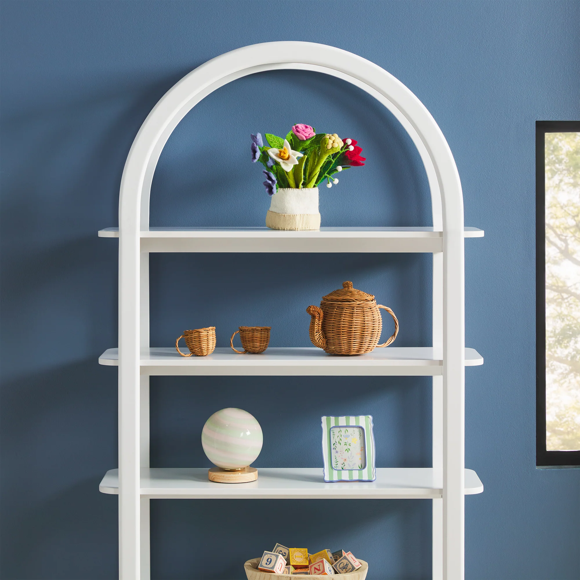 Zoey Modern Arched Wood Storage Bookcase