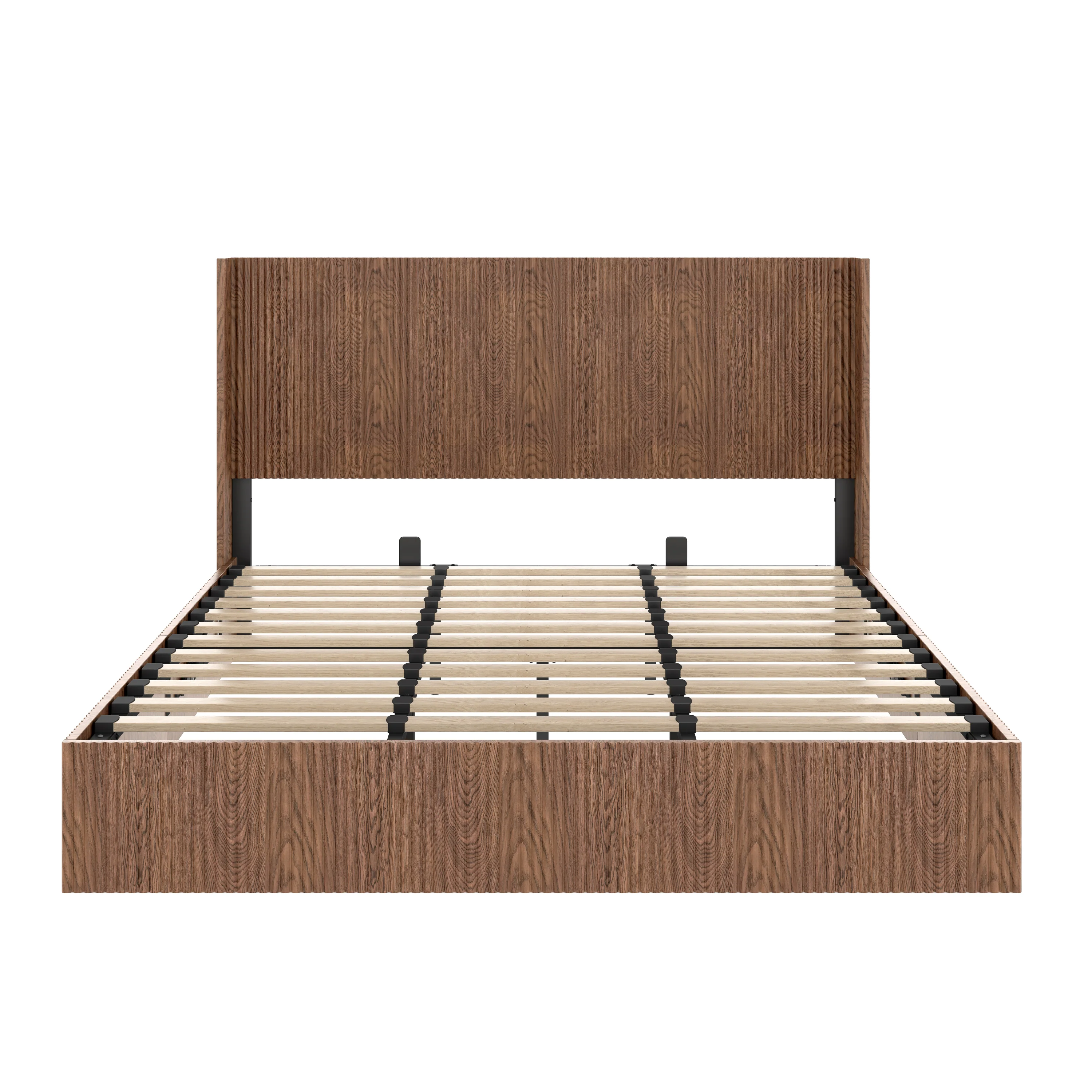 Walker Edison | Modern Grooved Undulating Lift Storage Bedframe