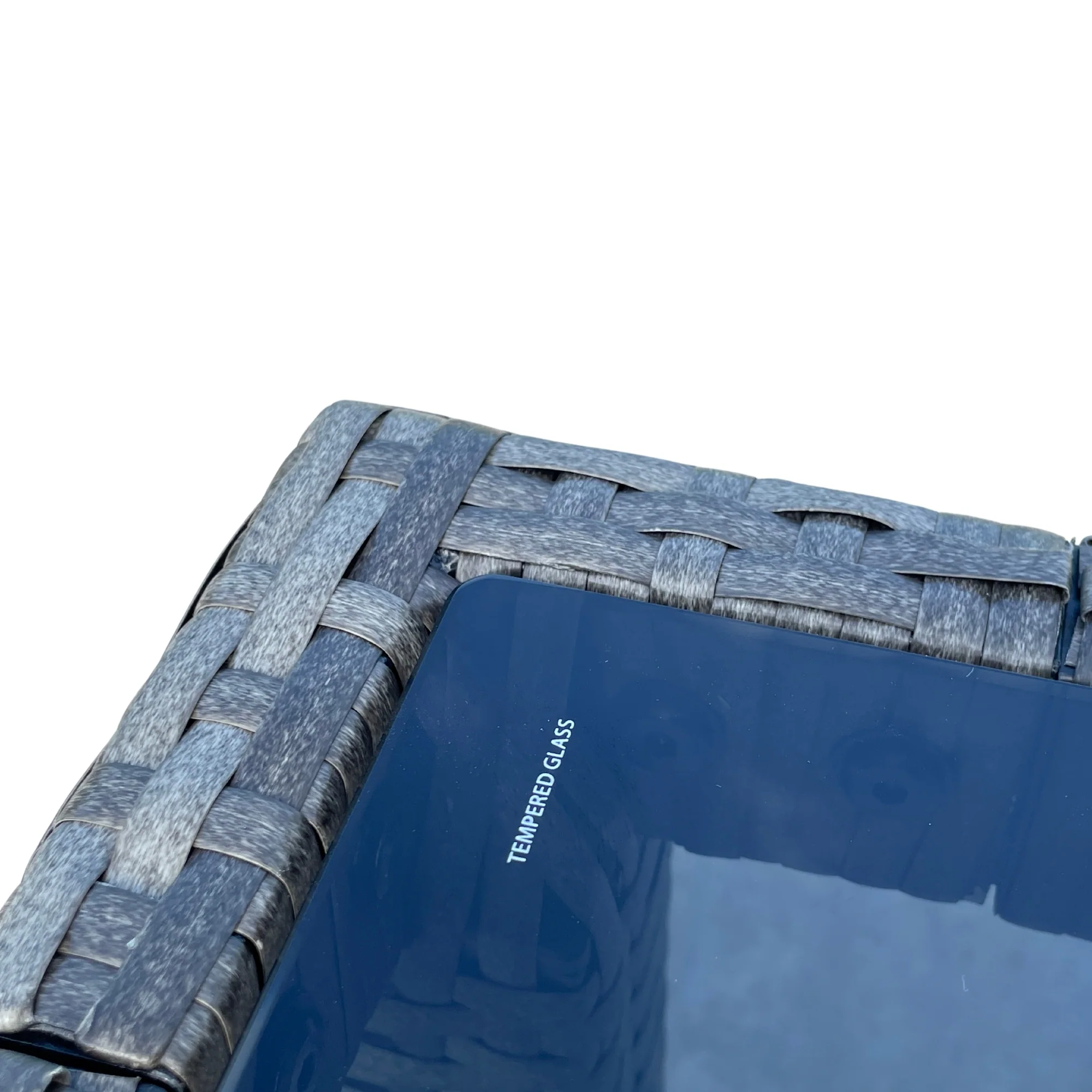 Walker Edison | 9 piece Outdoor Patio Wicker Dining Set with Glass Top