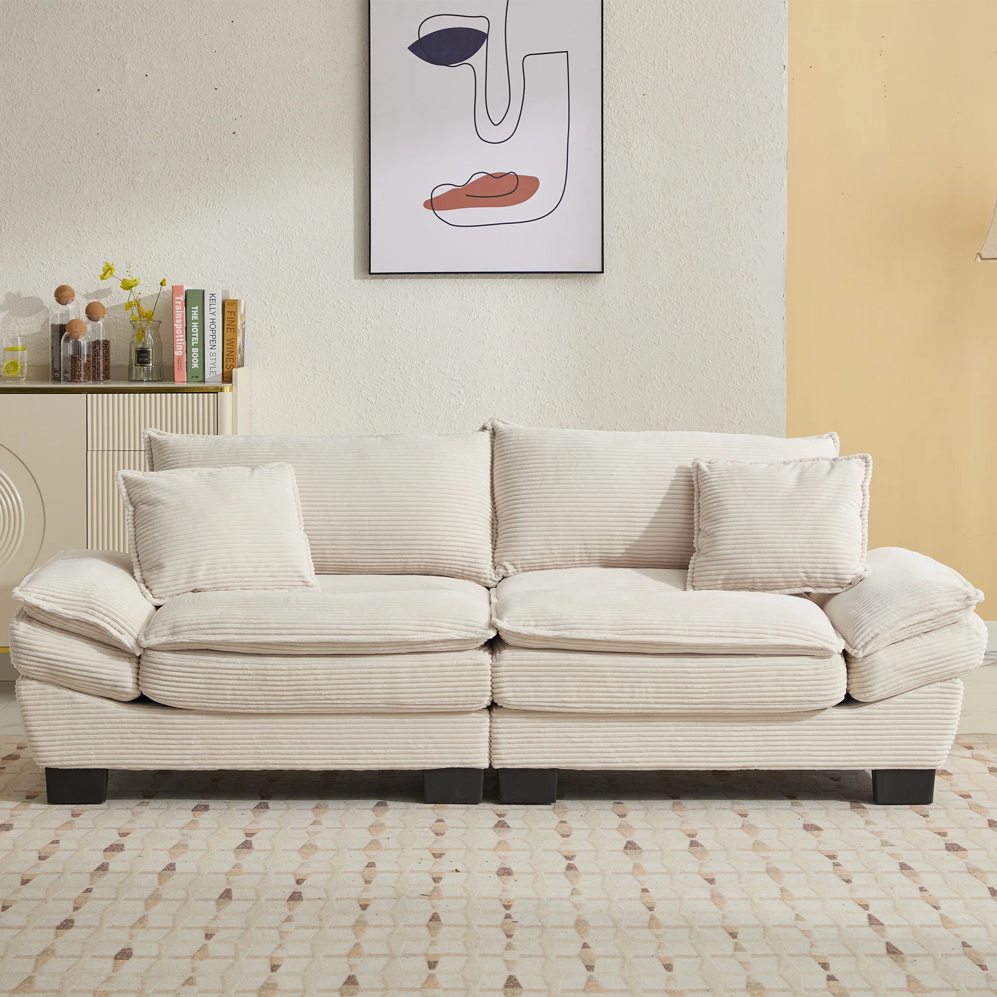 Walker Edison | Corduroy Cloud Loveseat Couch