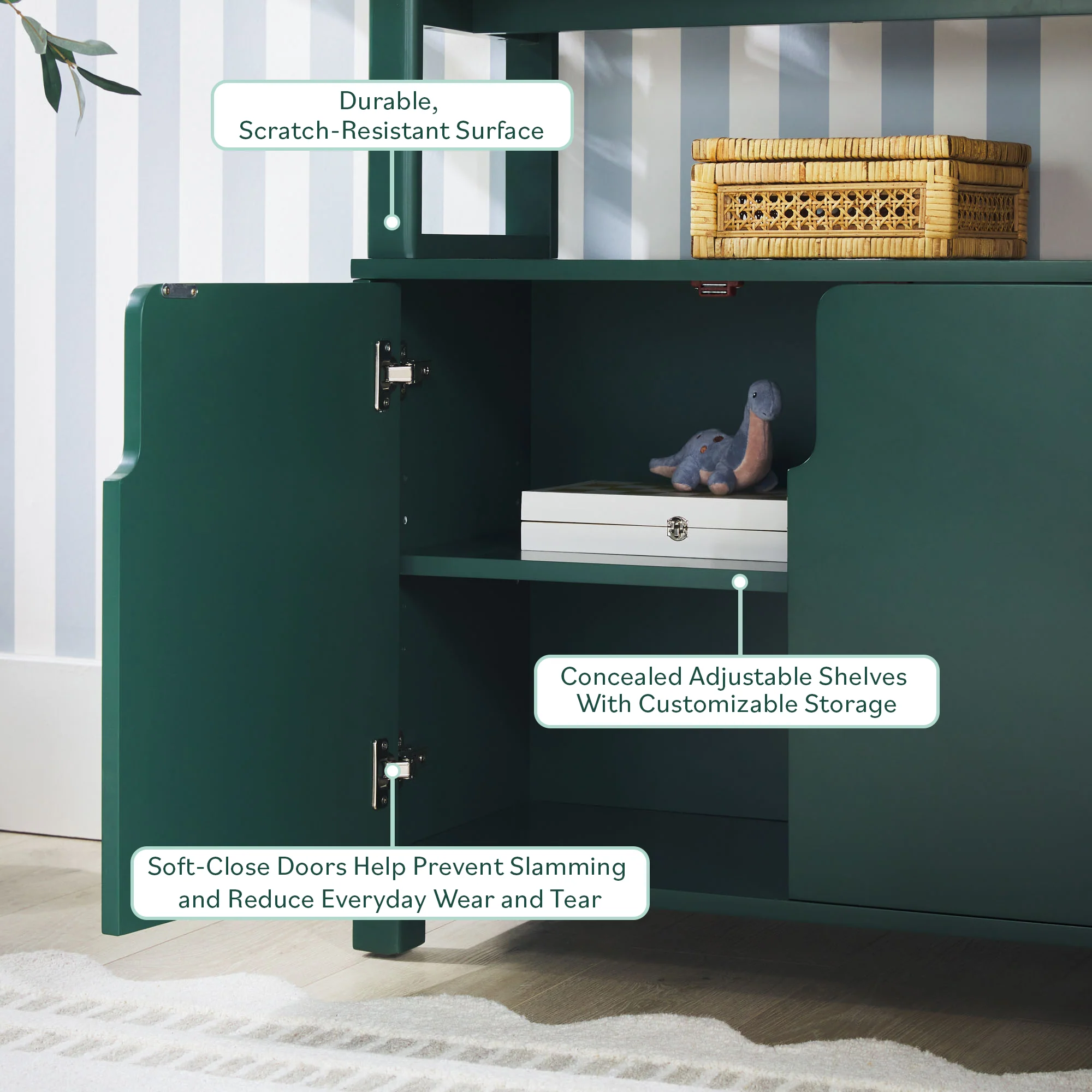 Zoey Modern Arched Wood Cabinet Storage Bookcase