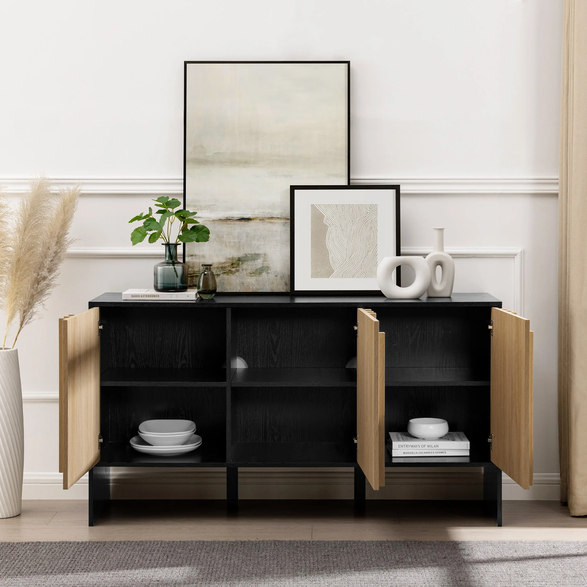 Silas Contemporary Wood Detailed-Door Sideboard / TV Stand