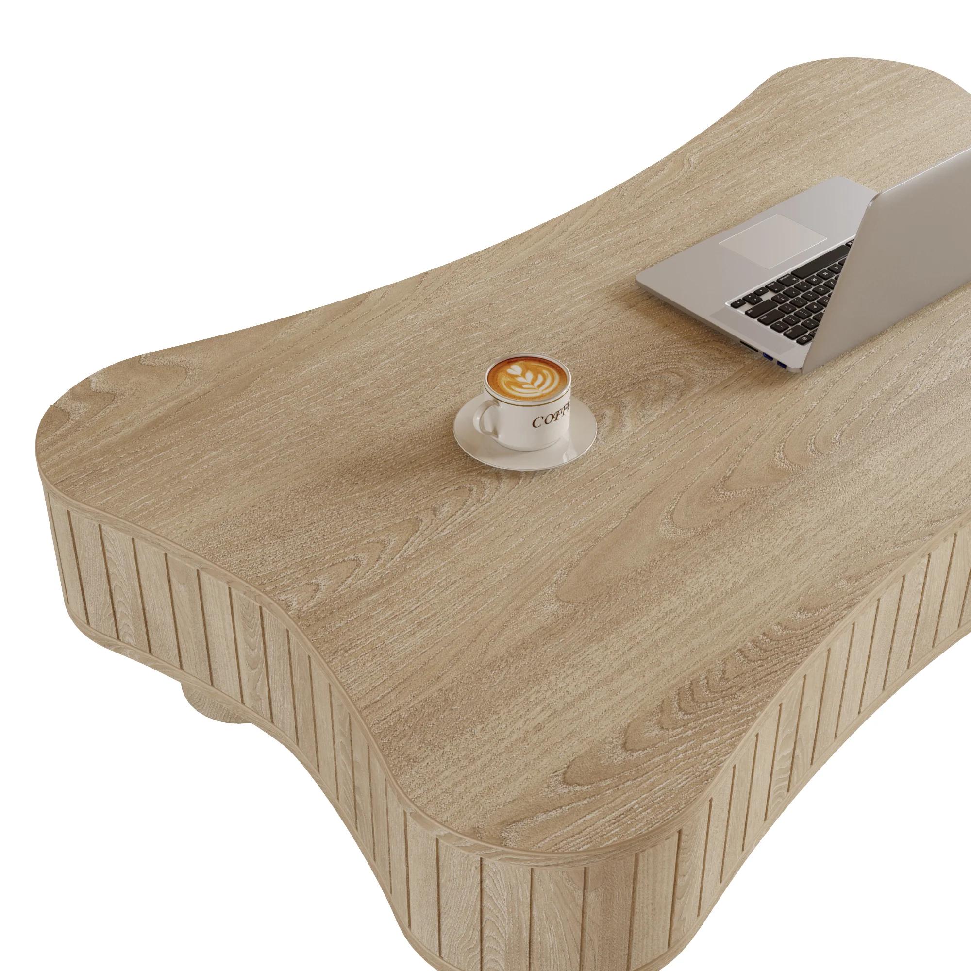 Walker Edison | Reeded Curve Design Lift Top Coffee Table and Desk