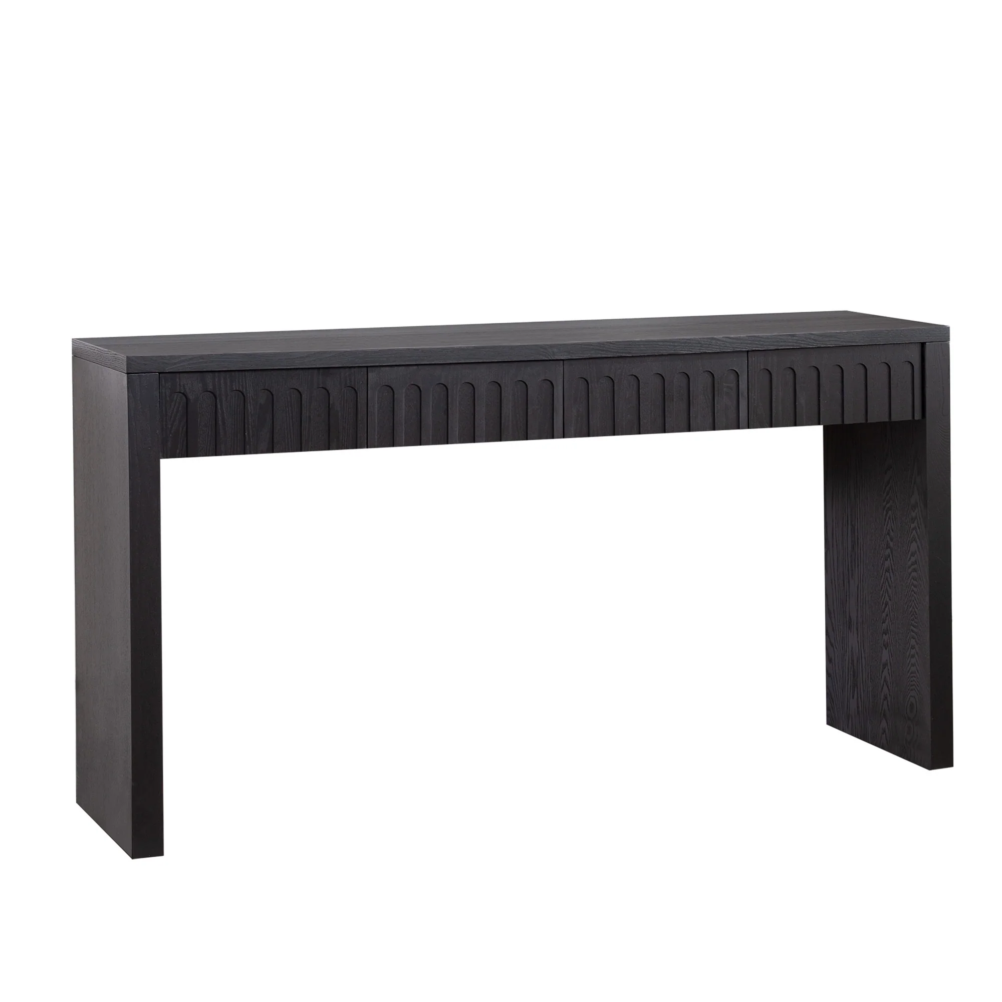 Walker Edison | 59in Modern Black Console Entry Table with Storage