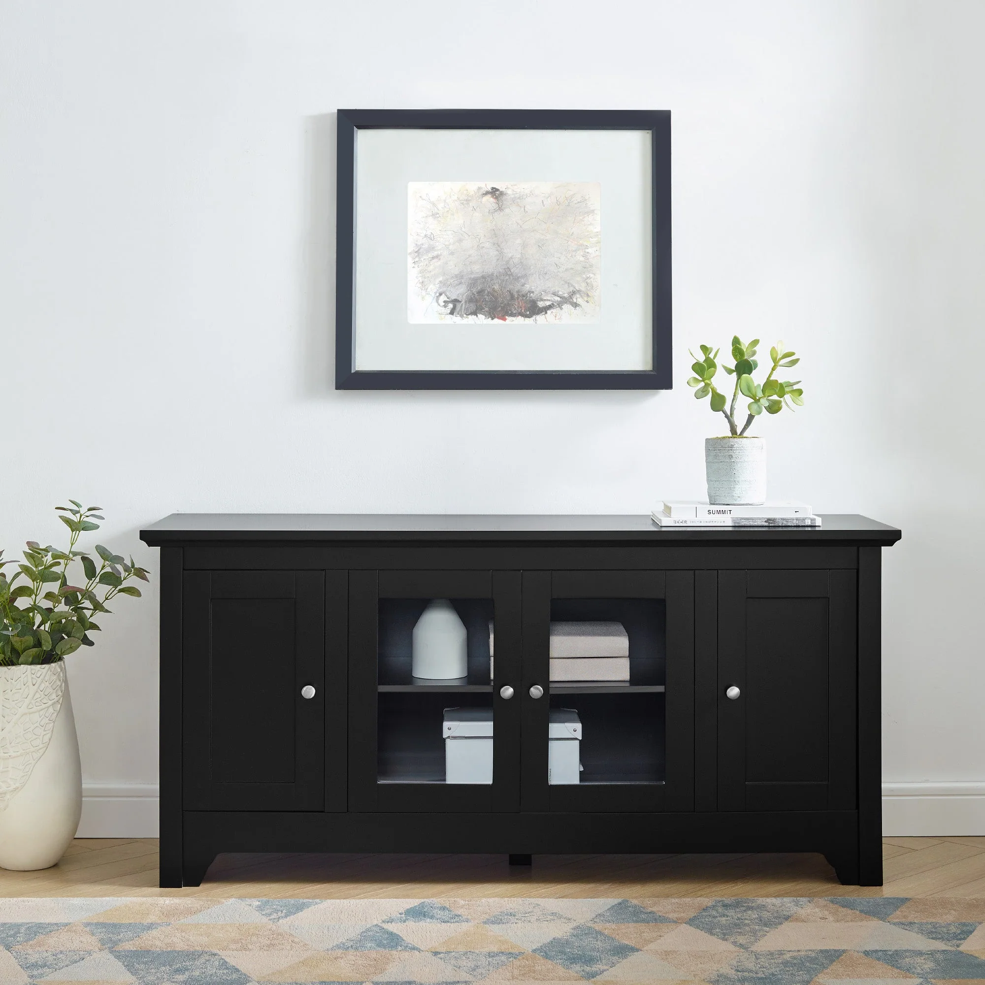 Carver 52 Transitional Wood Glass TV Stand