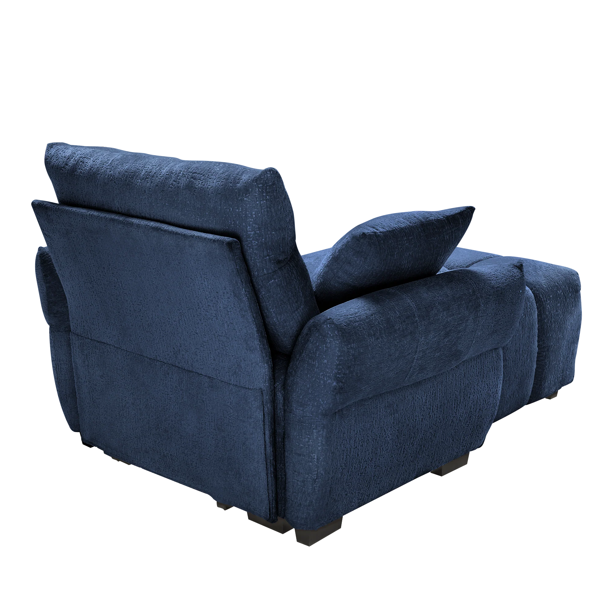 Walker Edison | Modern Ergonomic Blue Chenille Accent Chair with Ottoman Set