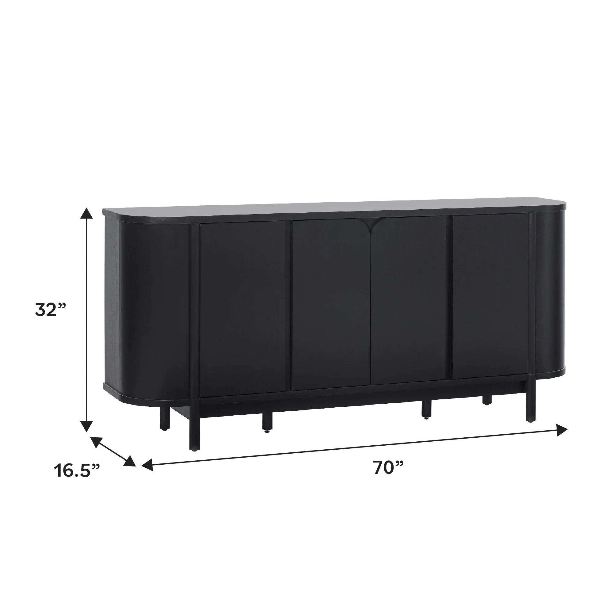 Ezra 70 Modern Curved Sideboard Cabinet