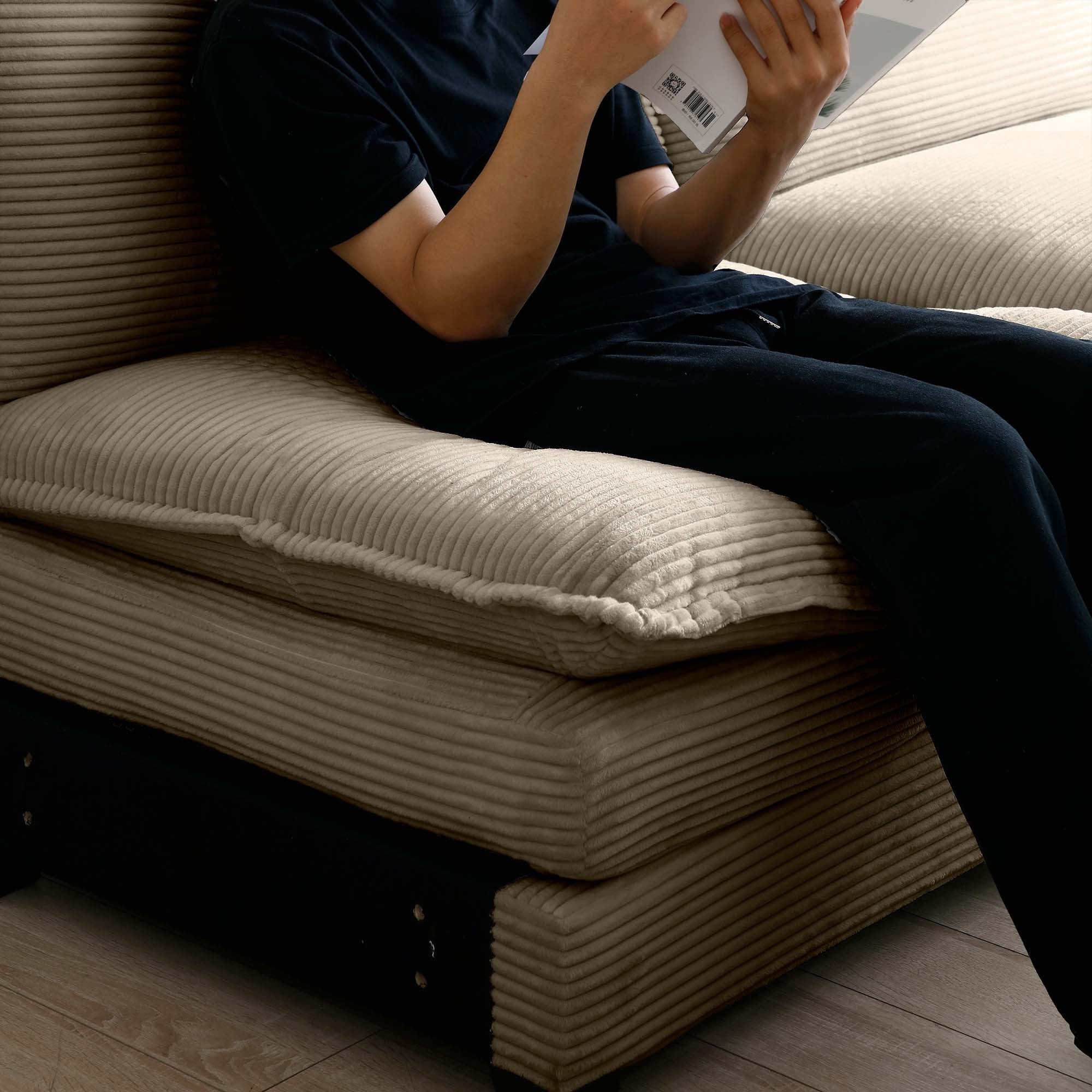 Walker Edison | Corduroy Cloud Deep Seated Accent Sofa Chairs