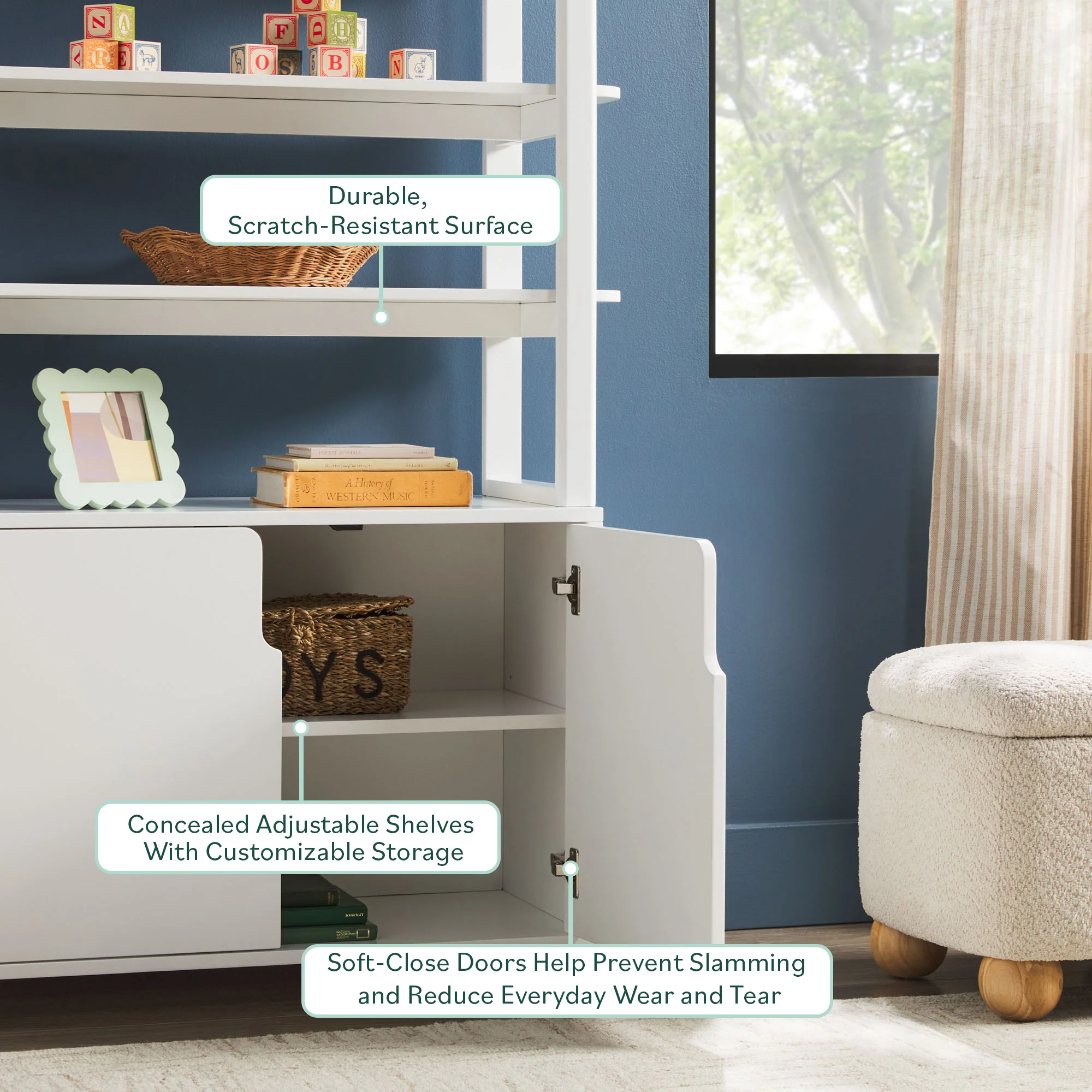 Zoey Modern Arched Wood Cabinet Storage Bookcase