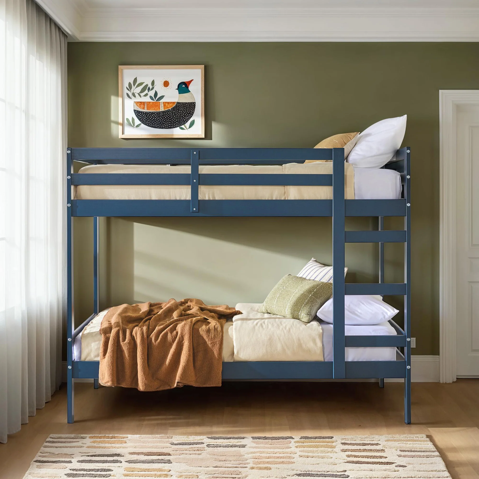 Sophie Simple Solid Wood Twin Over Twin Bunk Bed