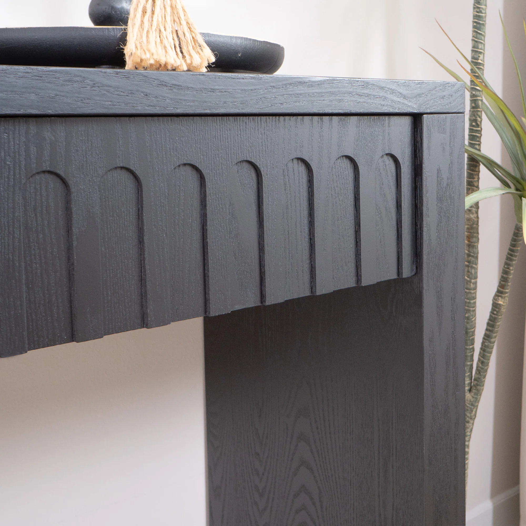 Walker Edison | 59in Modern Black Console Entry Table with Storage