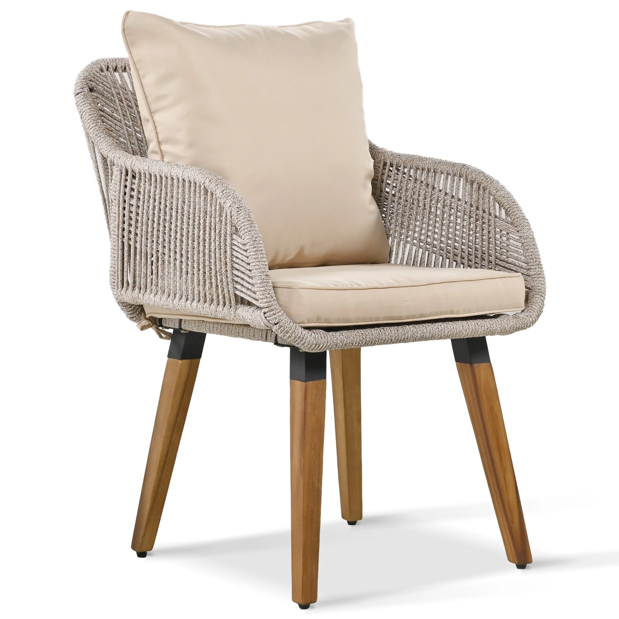 Walker Edison | 5 Piece Outdoor Patio Chat Set with Ottomans and Side Table