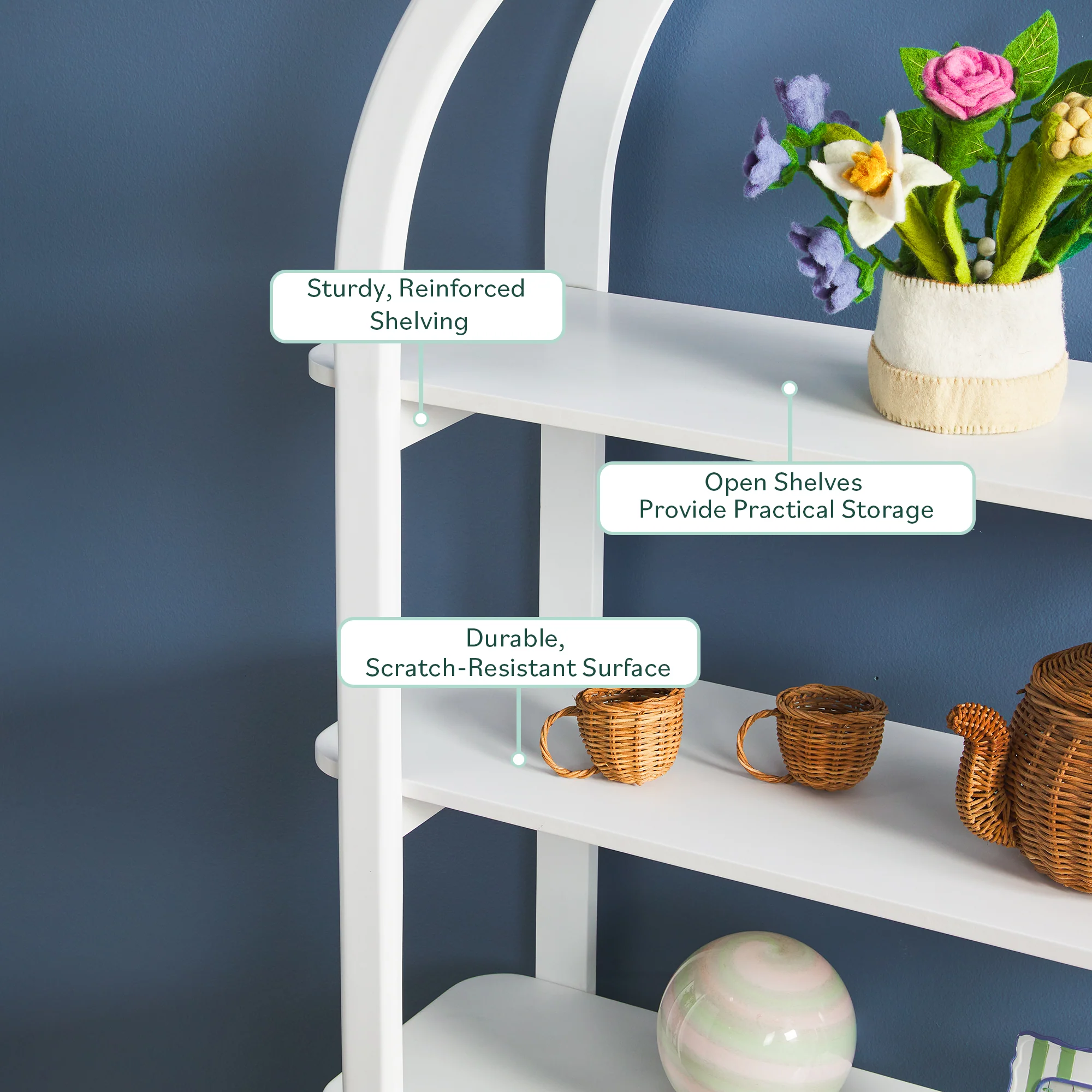 Zoey Modern Arched Wood Storage Bookcase