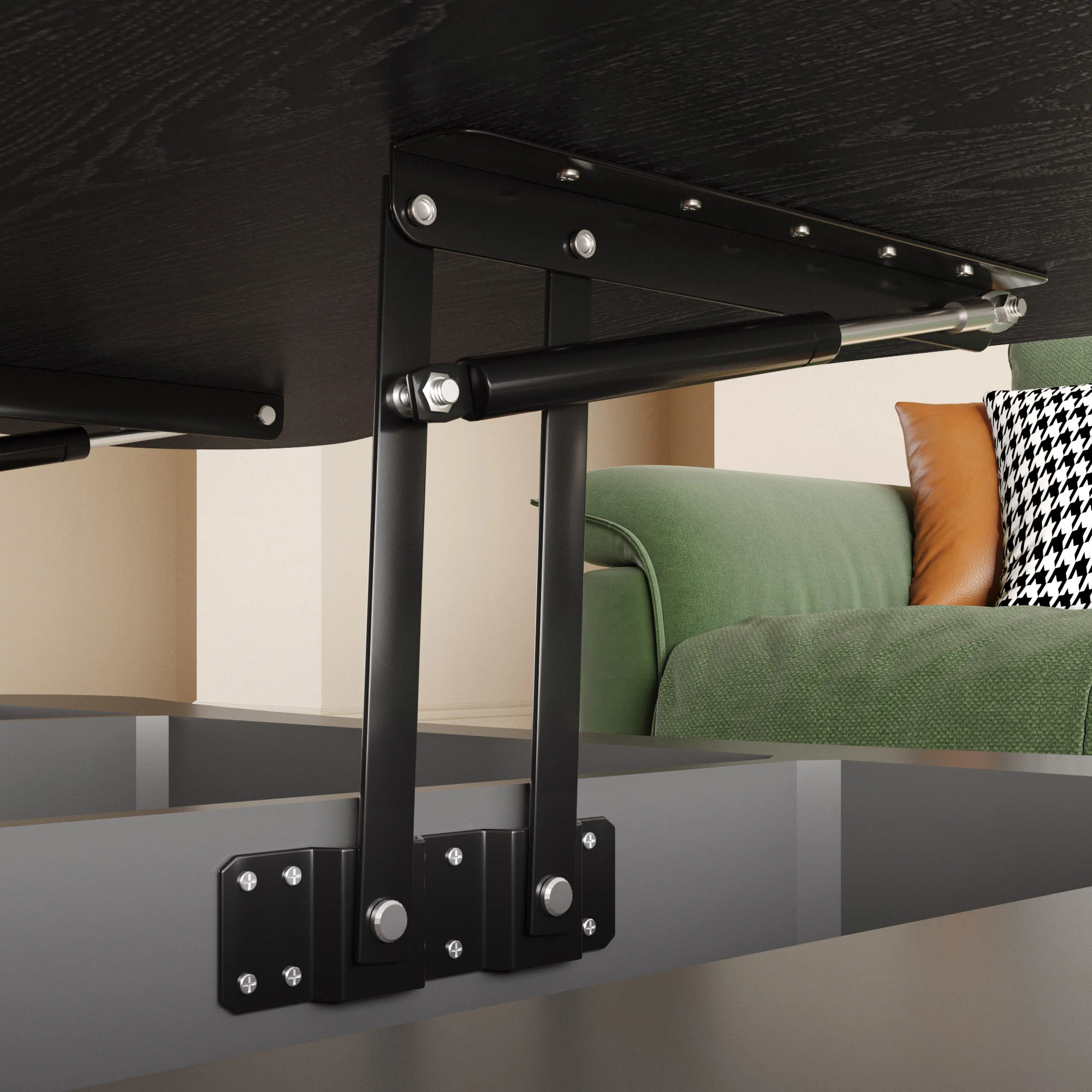 Walker Edison | Black Reeded Curve Design Lift Top Coffee Table and Desk