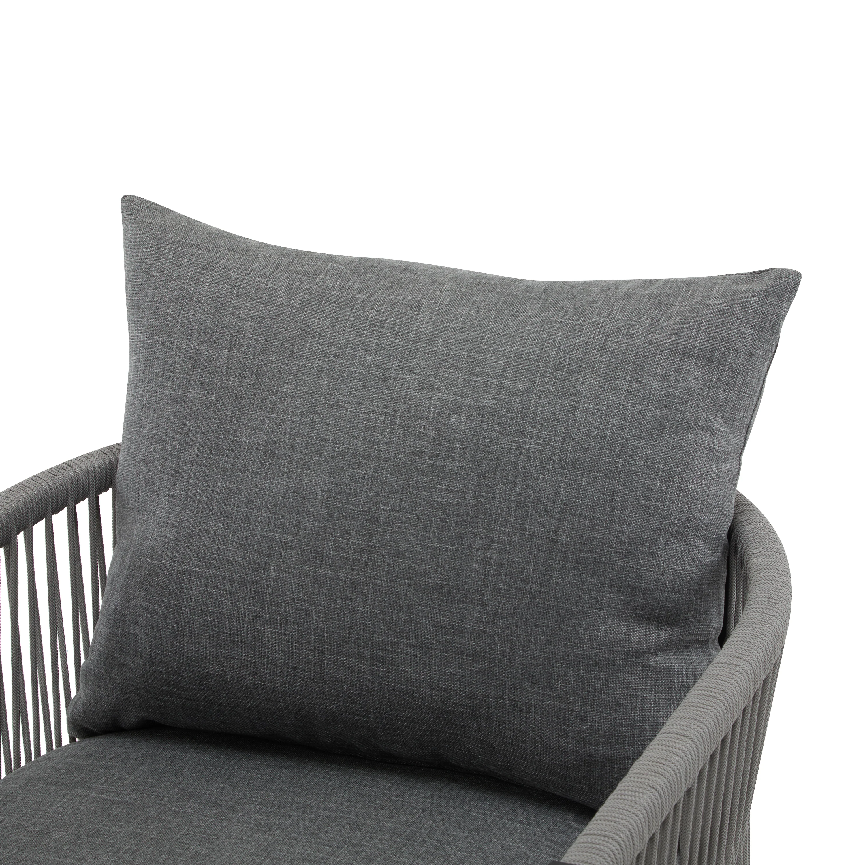 Walker Edison | Stylish Rope-Weave Gray Curved Outdoor Chairs Set of 2