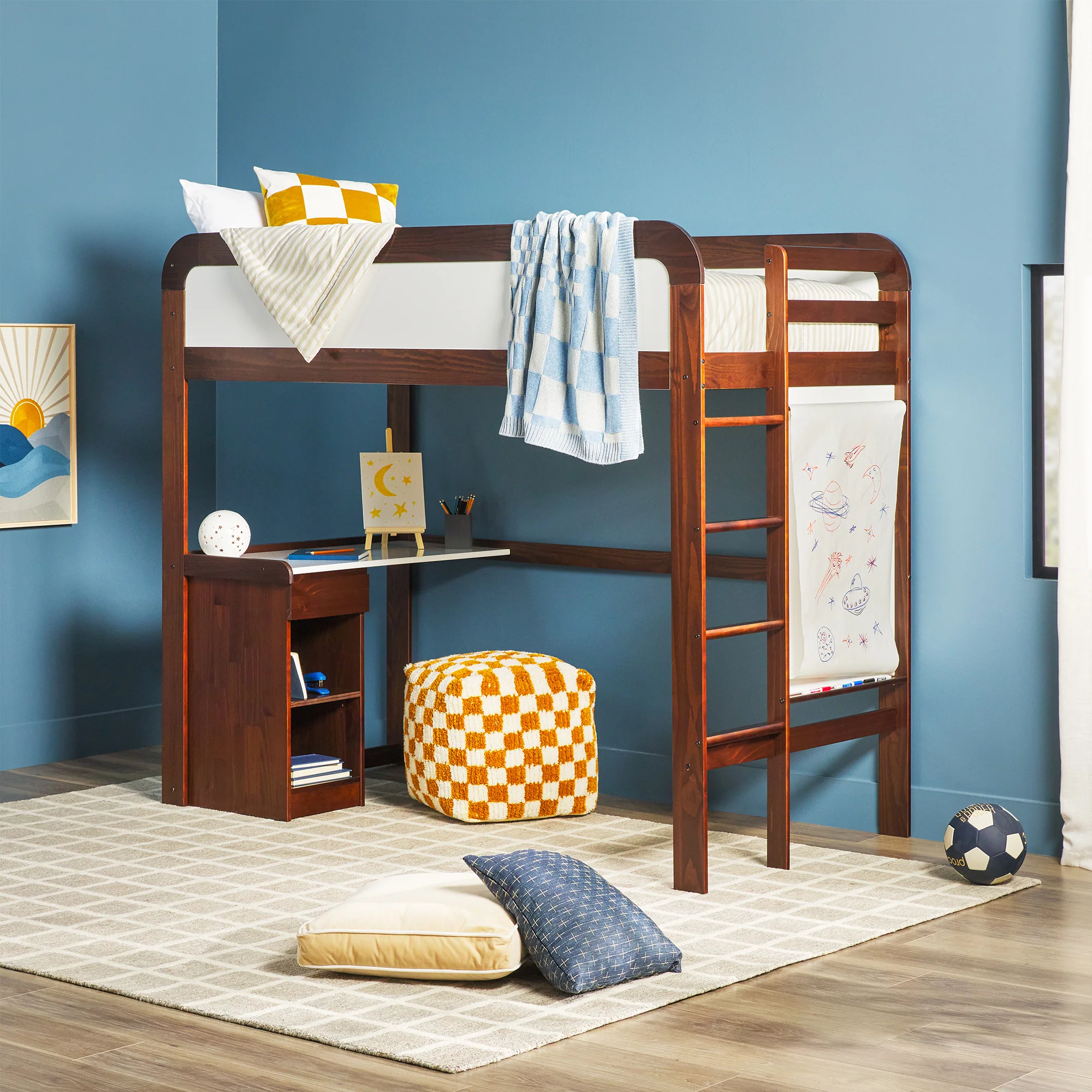 Adyn Contemporary Twin Loft Bunk Bed with Desk