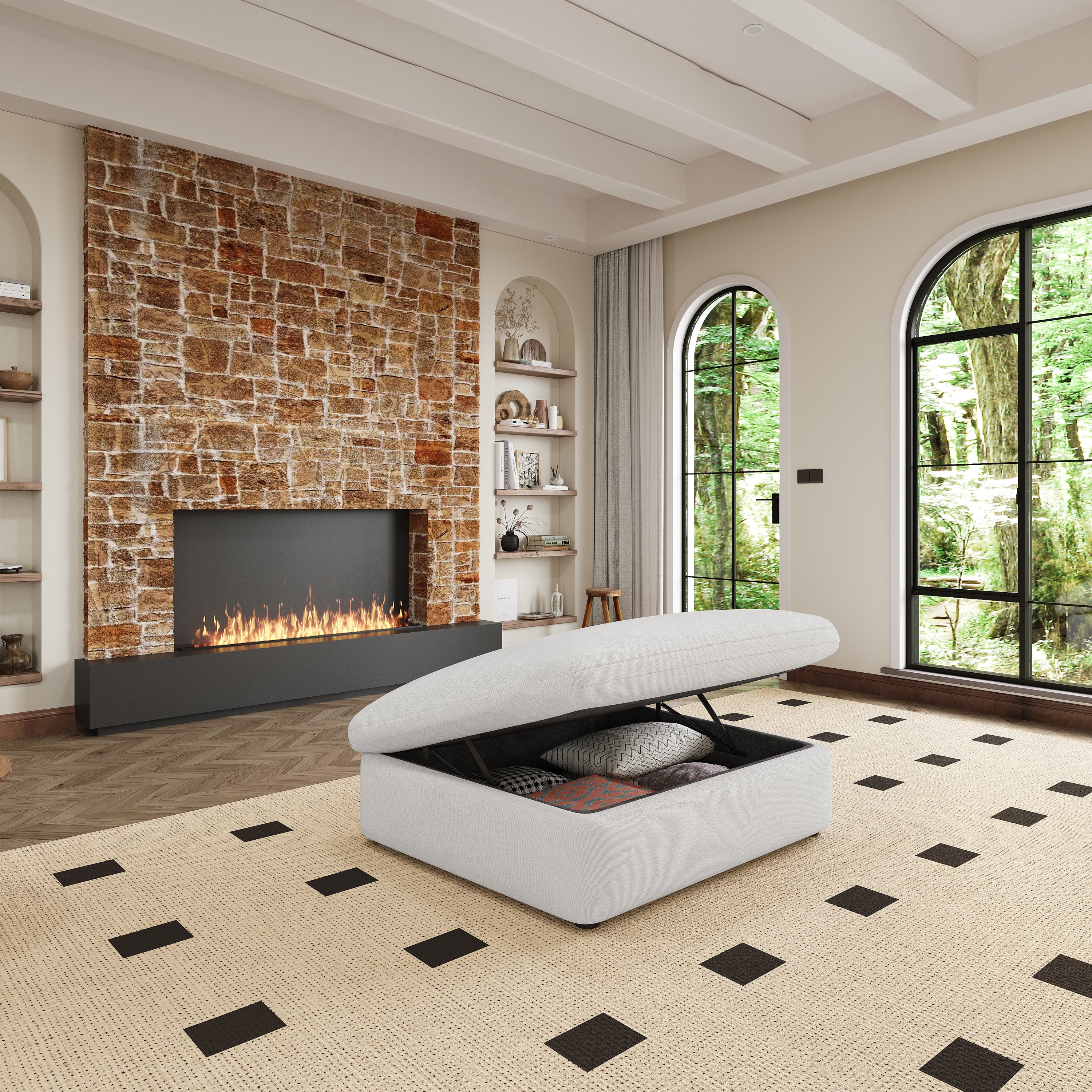 Walker Edison | Cloud Down Filled Comfort Modular Sectional Sofa Couch with Storage Ottoman