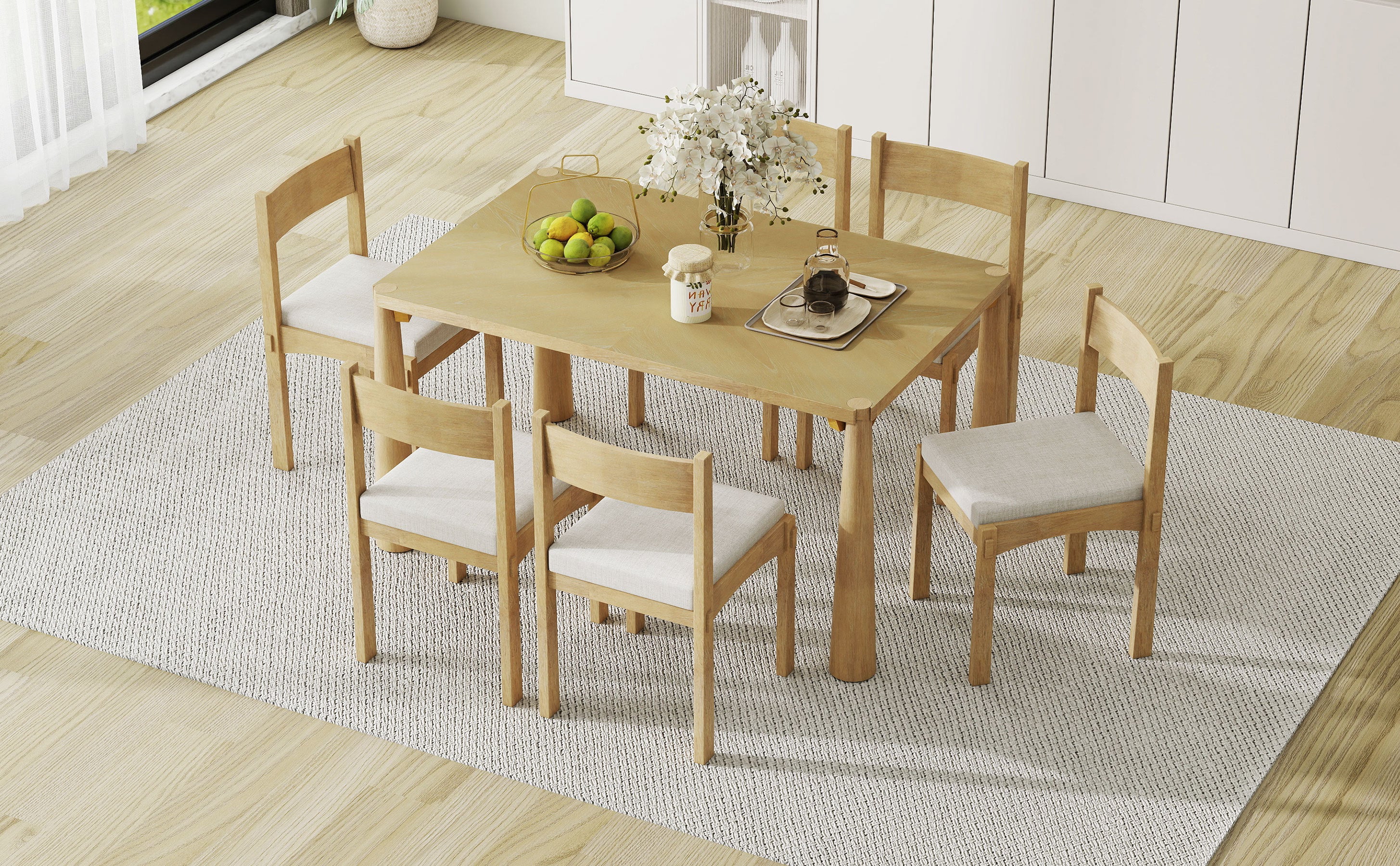 Walker Edison | Classic Modern 7-Piece Dining Table Set for 6