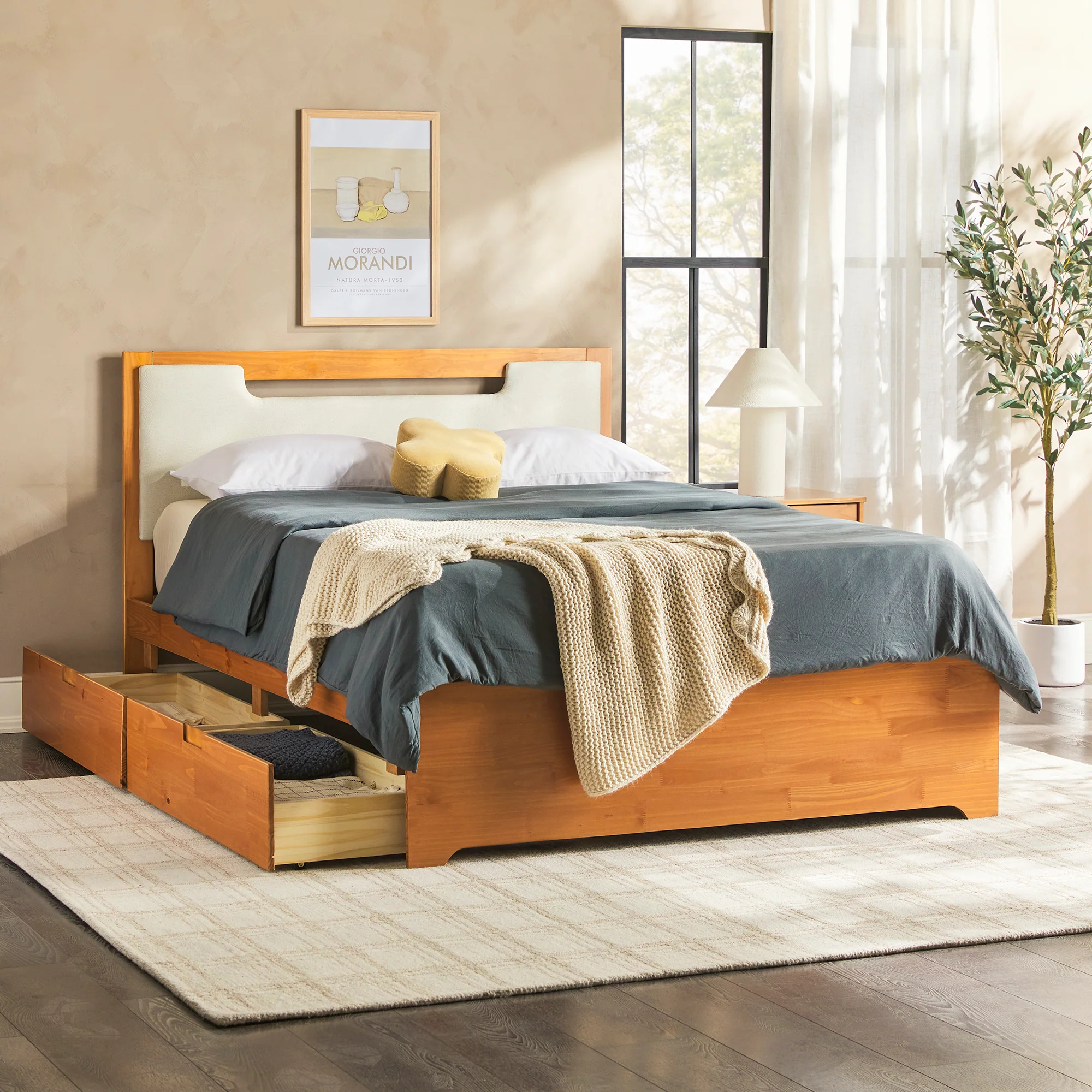 Sloane Mid-Century Modern Solid Wood Storage Bed